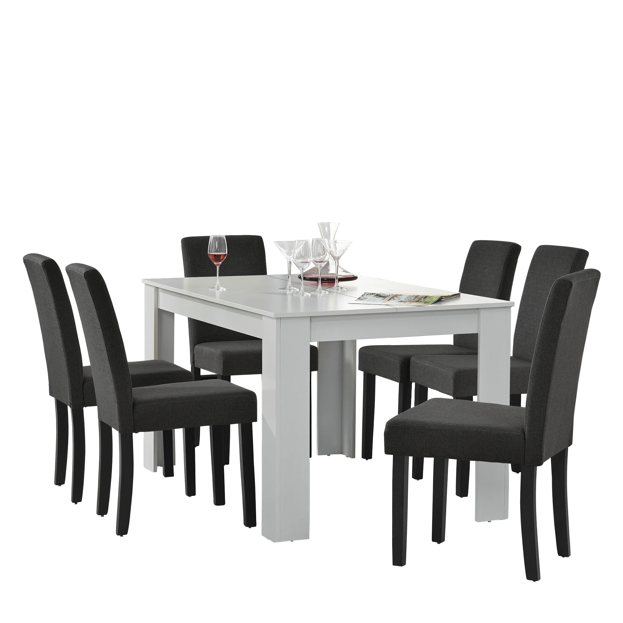 Eetkamerset eethoek Nora 7-delig tafel met 6 stoelen - 4 varianten - Image 2