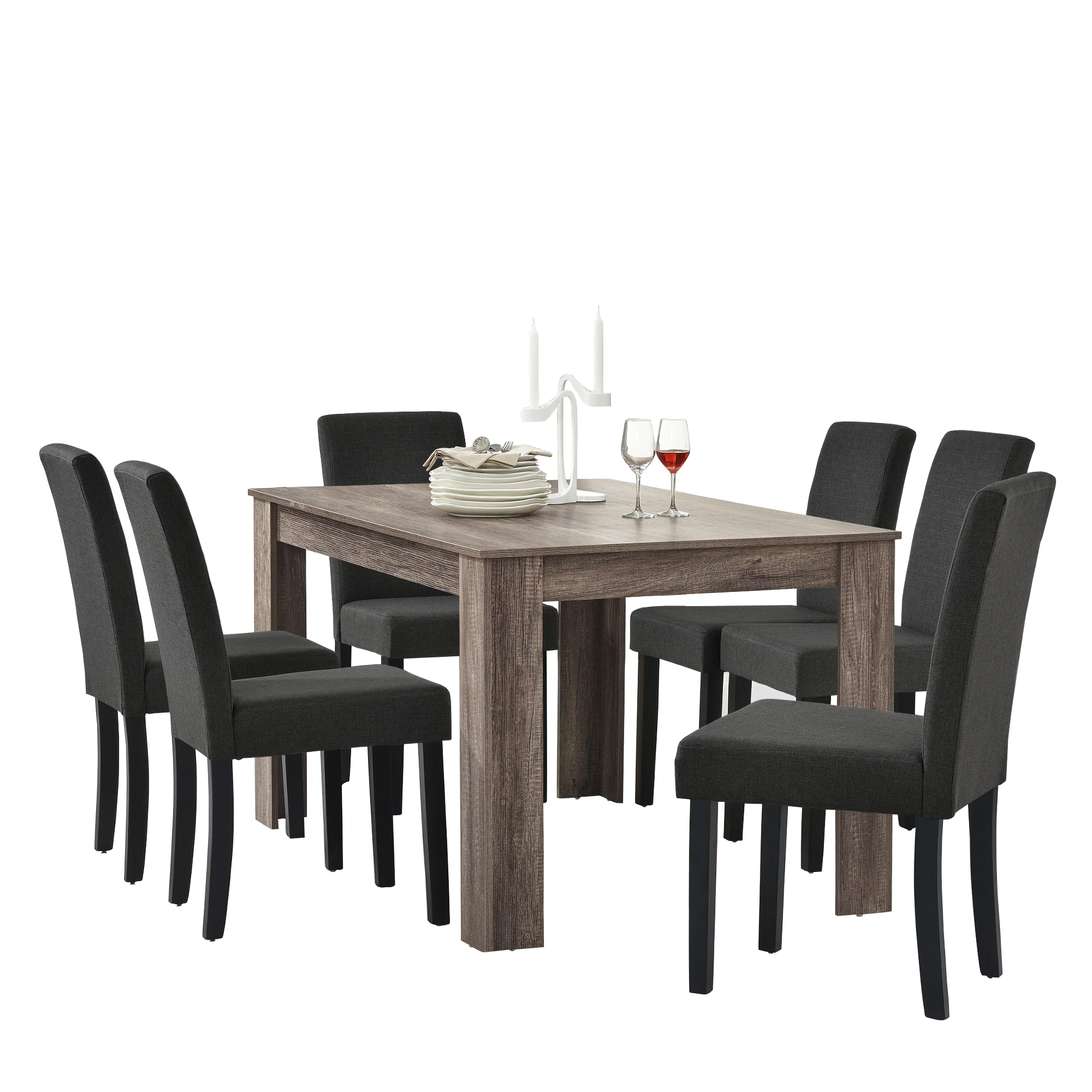 Eetkamerset eethoek Nora 7-delig tafel met 6 stoelen - 4 varianten - Image 4
