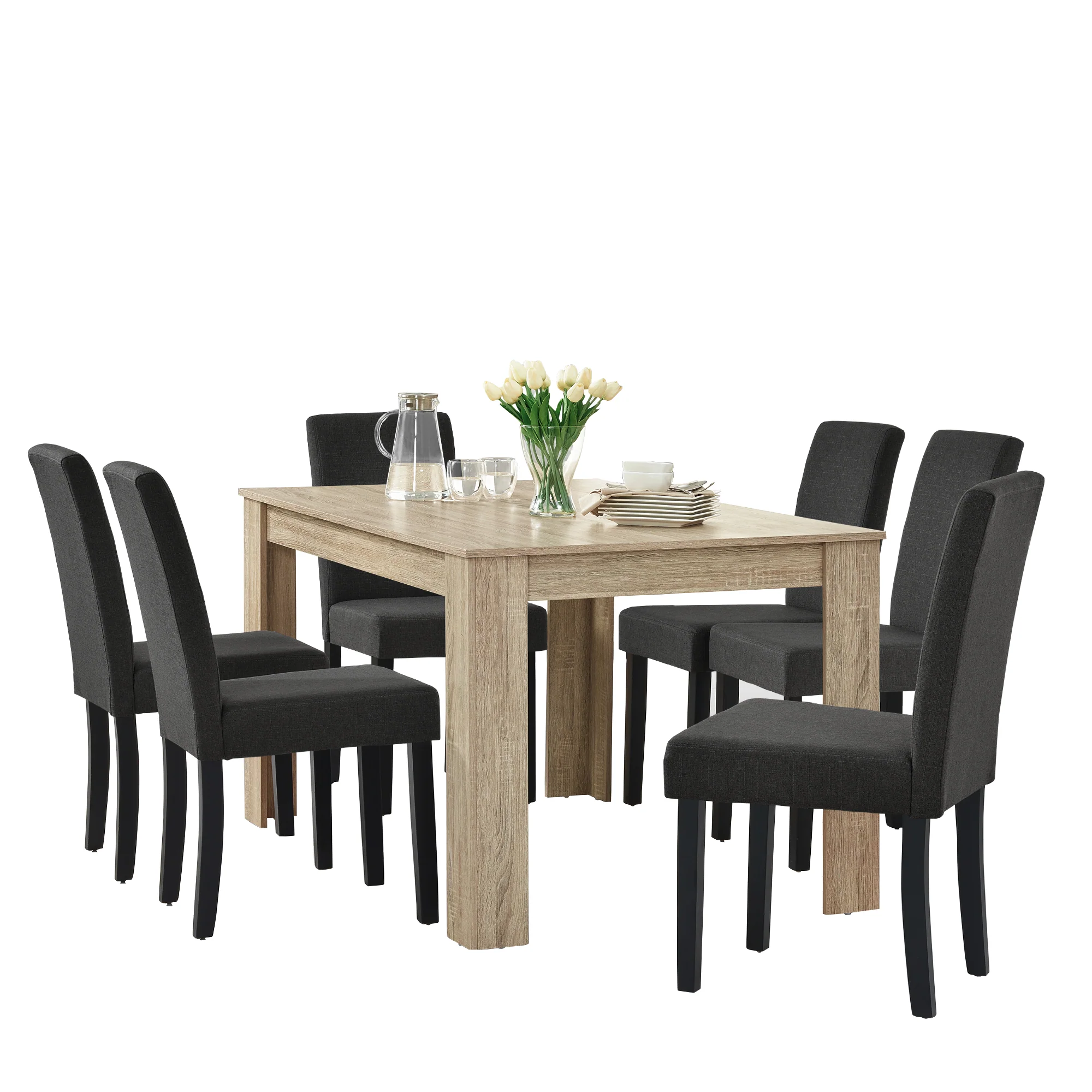 Eetkamerset eethoek Nora 7-delig tafel met 6 stoelen - 4 varianten - Image 5