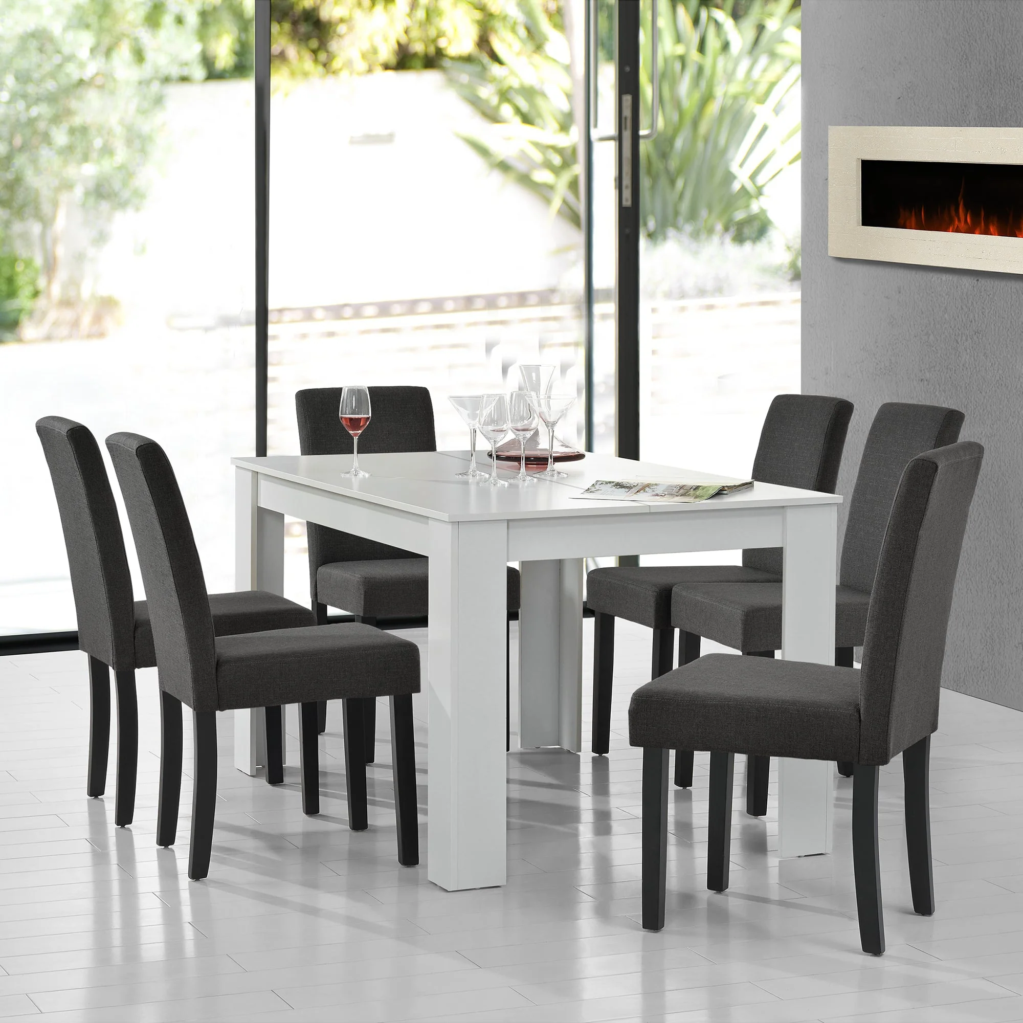 Eetkamerset eethoek Nora 7-delig tafel met 6 stoelen - 4 varianten - Image 6