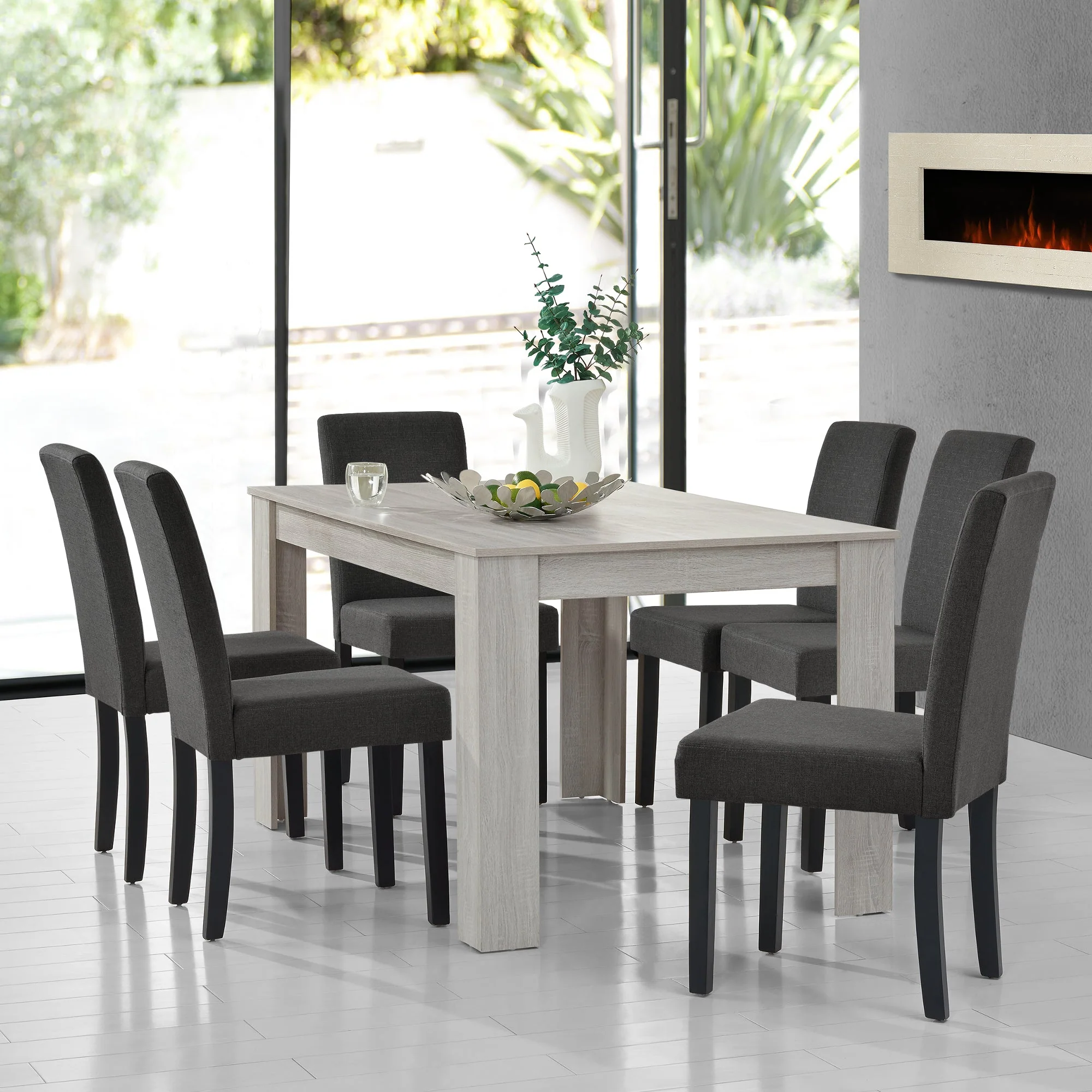 Eetkamerset eethoek Nora 7-delig tafel met 6 stoelen - 4 varianten - Image 7