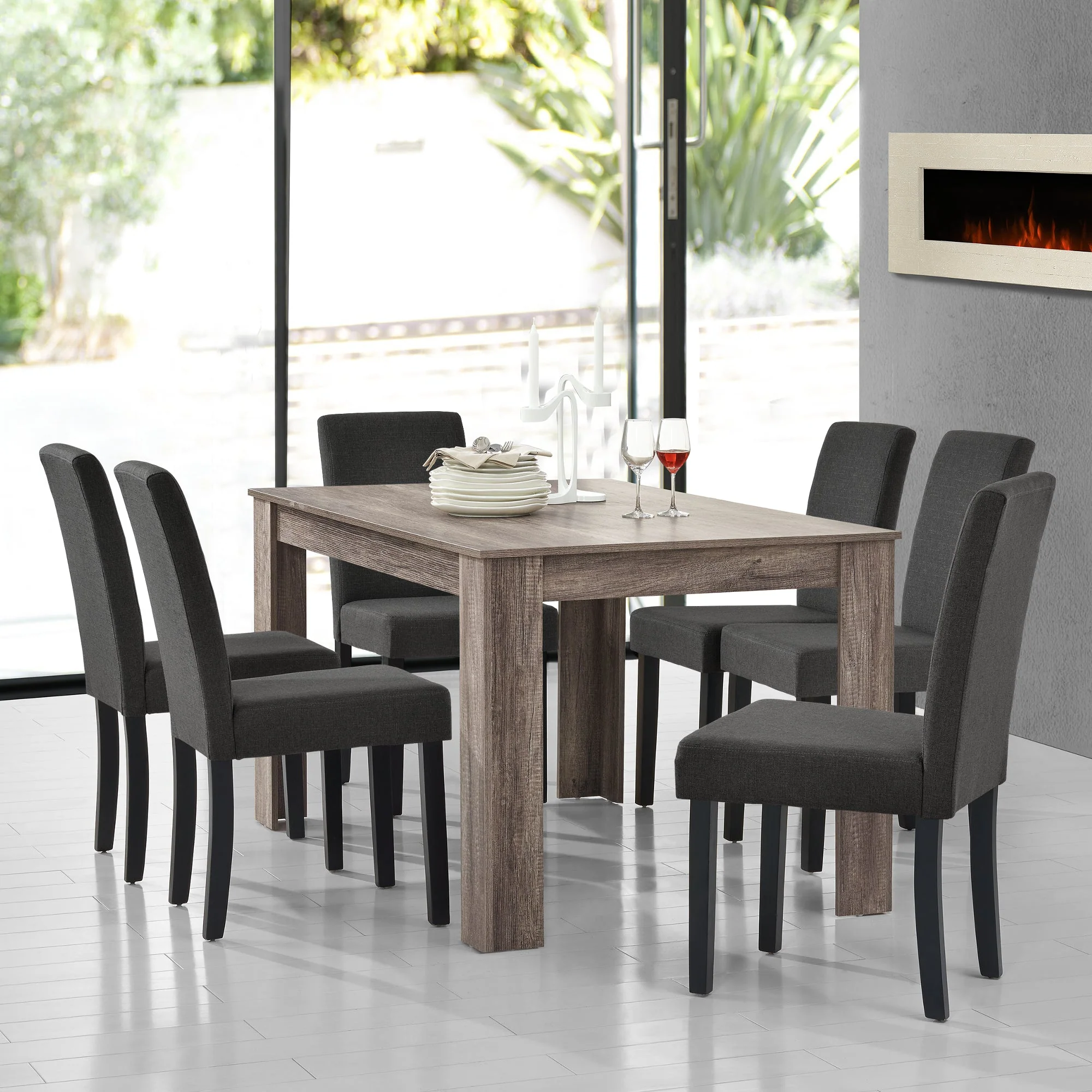 Eetkamerset eethoek Nora 7-delig tafel met 6 stoelen - 4 varianten - Image 8
