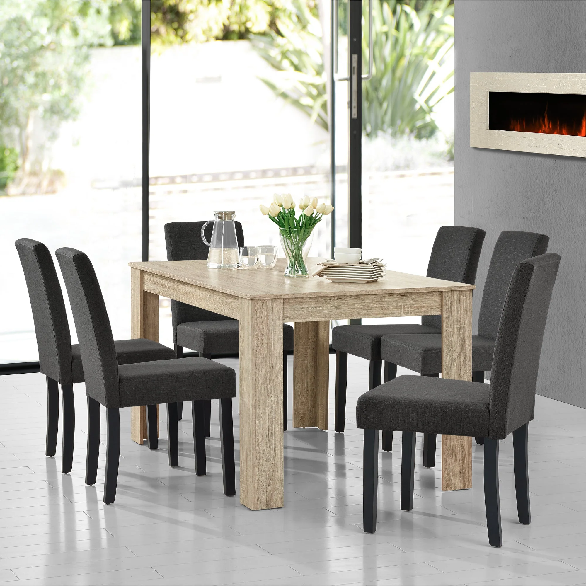 Eetkamerset eethoek Nora 7-delig tafel met 6 stoelen - 4 varianten - Image 9
