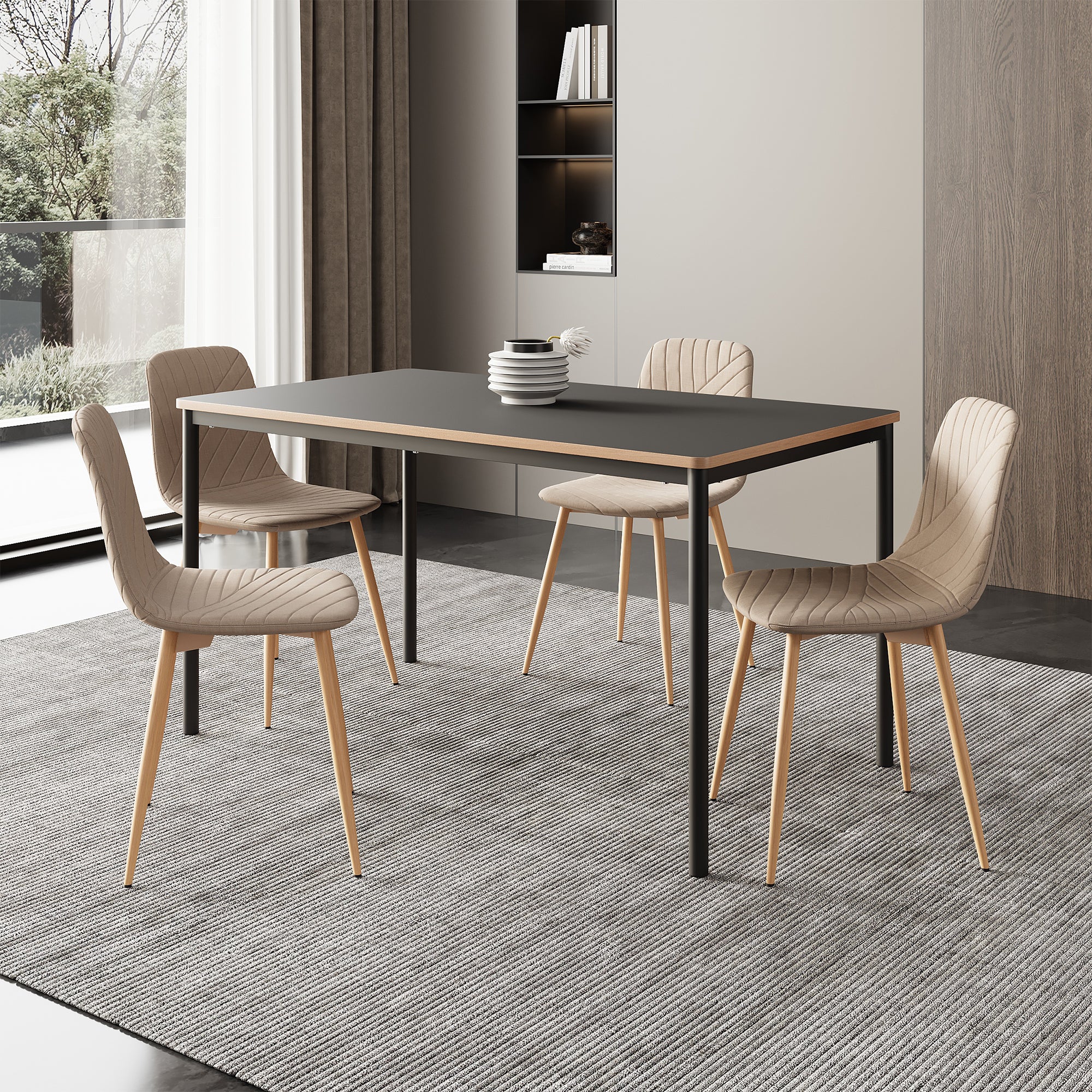 Eetkamerset tafel Lindesberg 140x80 cm met stoelen Köfering 5-delig [en.casa]