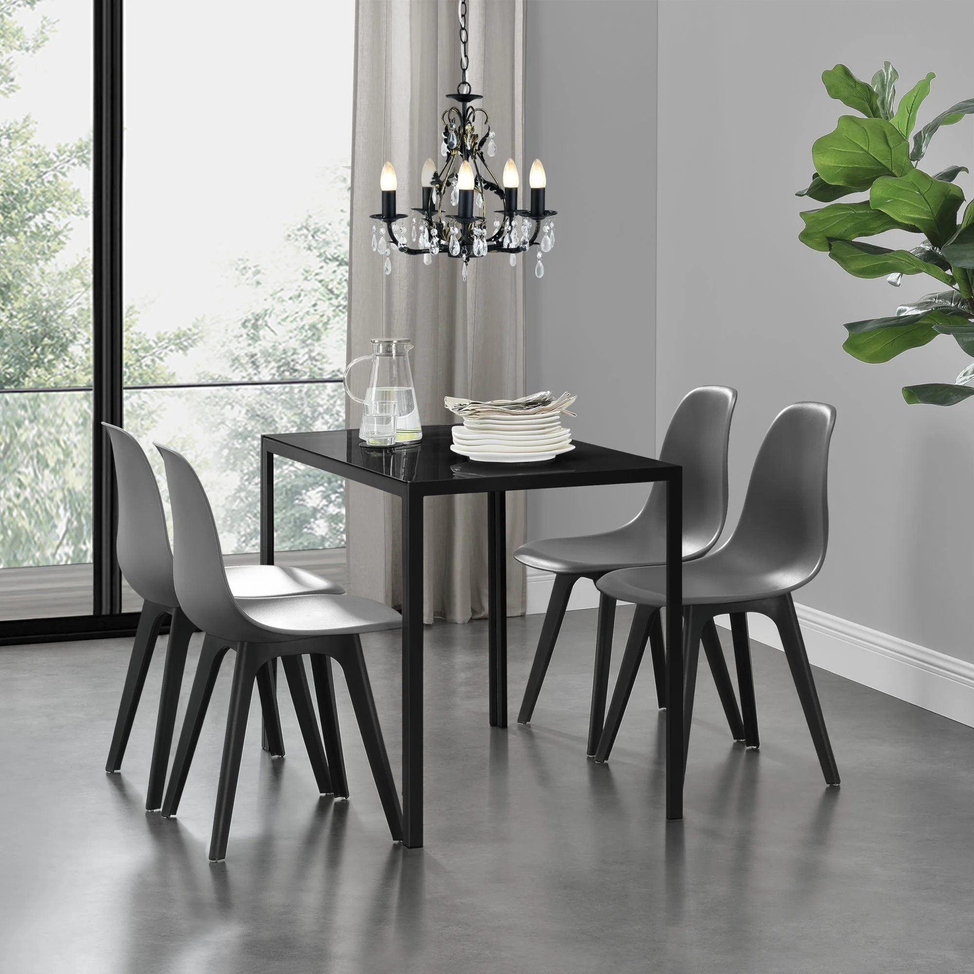 Eethoek Delft glazen eettafel met 4 stoelen - 4 varianten - Image 6