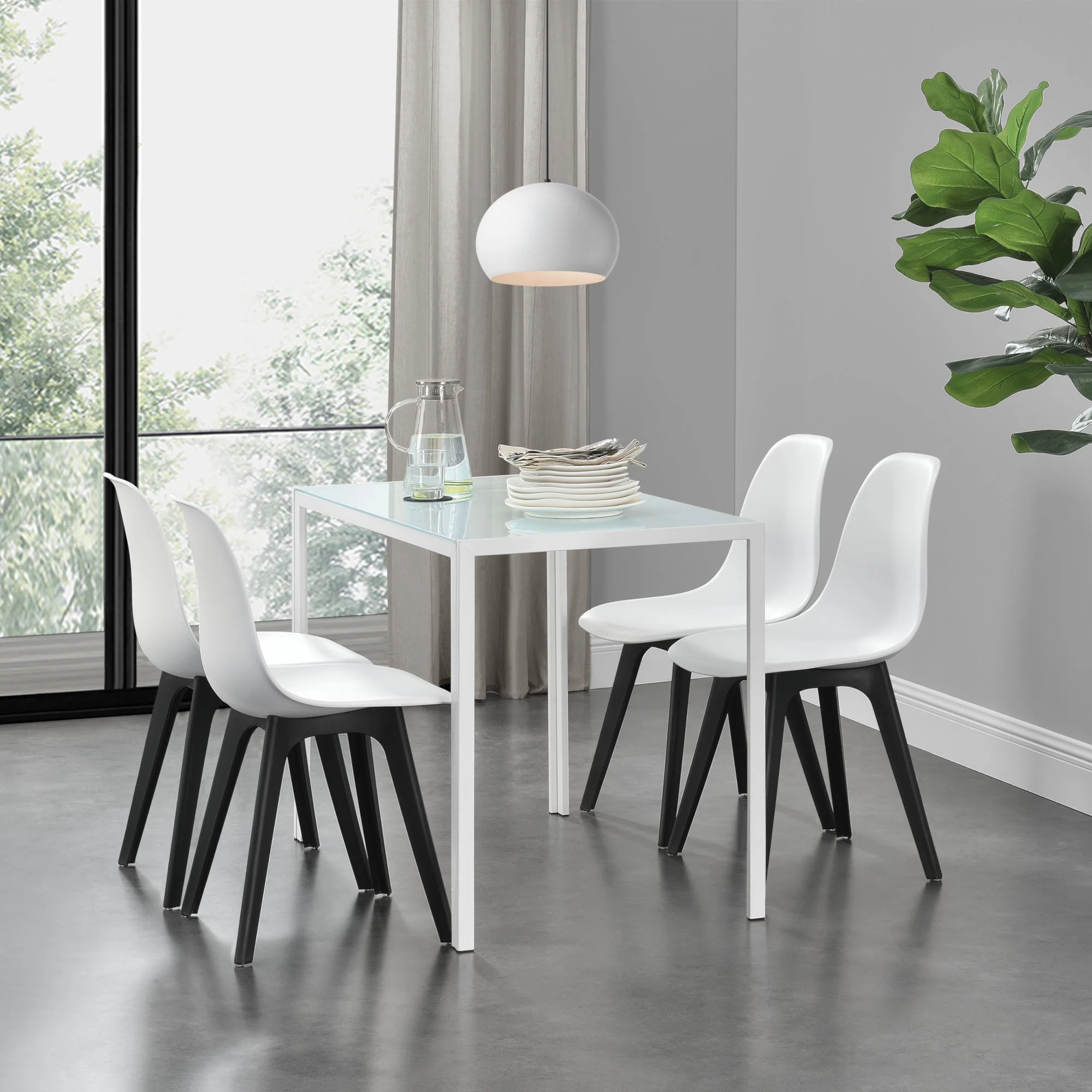 Eethoek Delft glazen eettafel met 4 stoelen - 4 varianten - Image 8