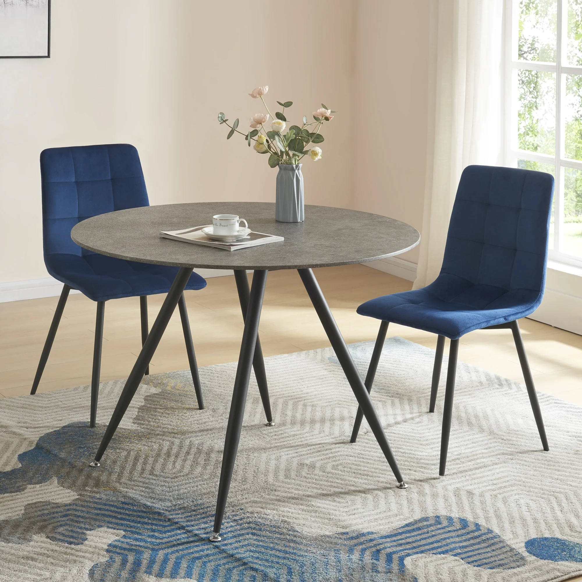 [en.casa] Eettafel Fitjar betonkleurig en zwart - 4 varianten - Image 2