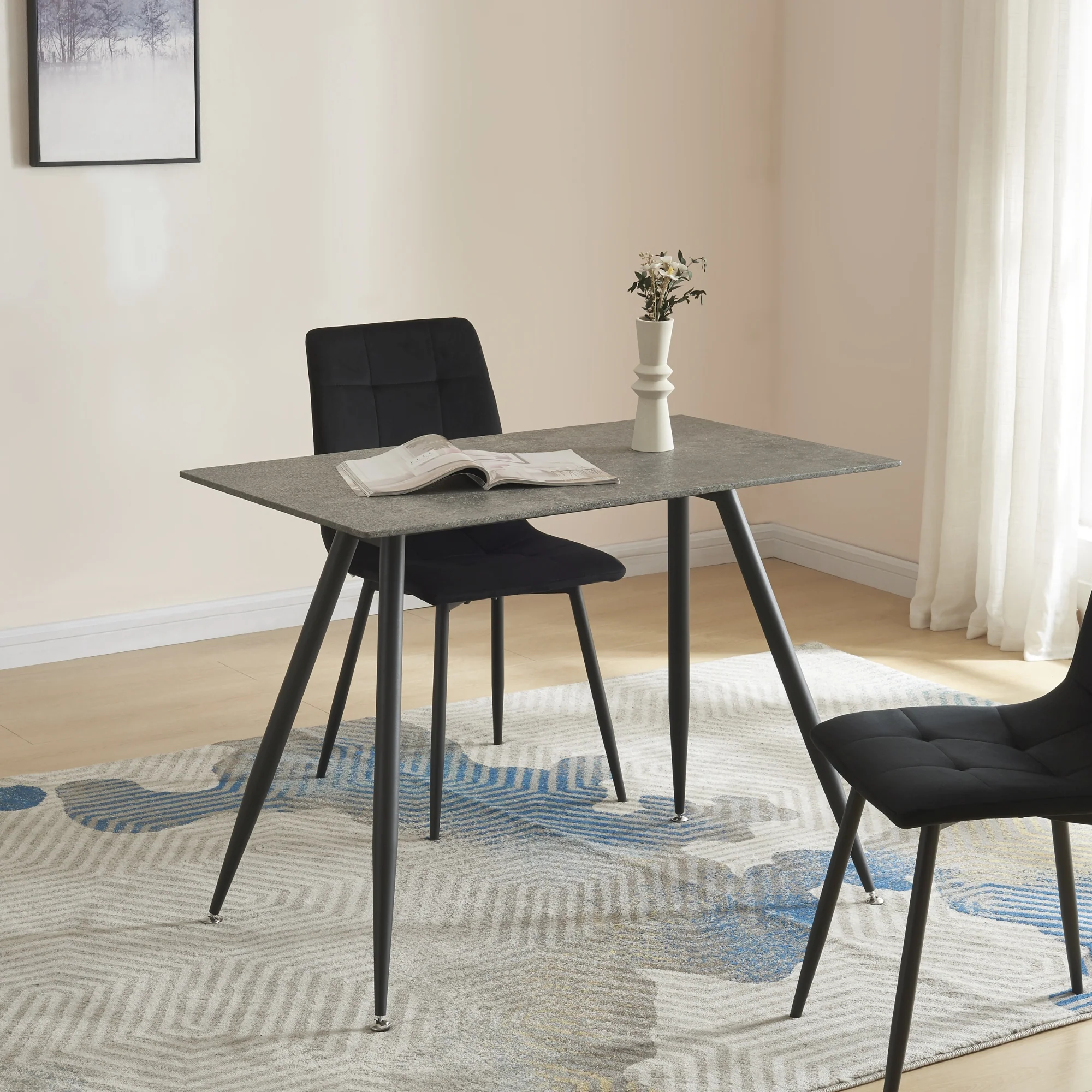 [en.casa] Eettafel Fitjar betonkleurig en zwart - 4 varianten - Image 3