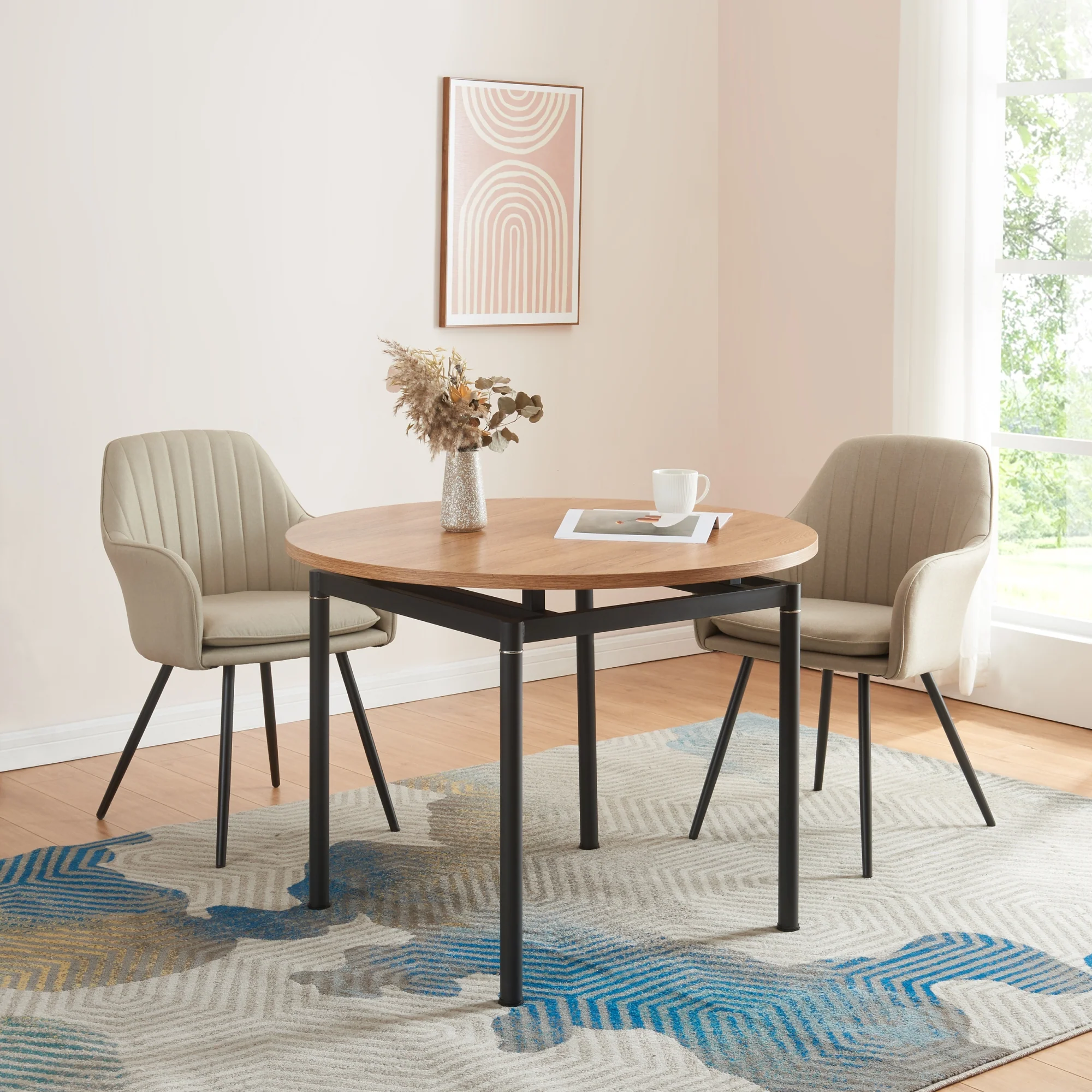 [en.casa] Eettafel Hemnes eikenkleurig en zwart - 4 varianten - Image 2