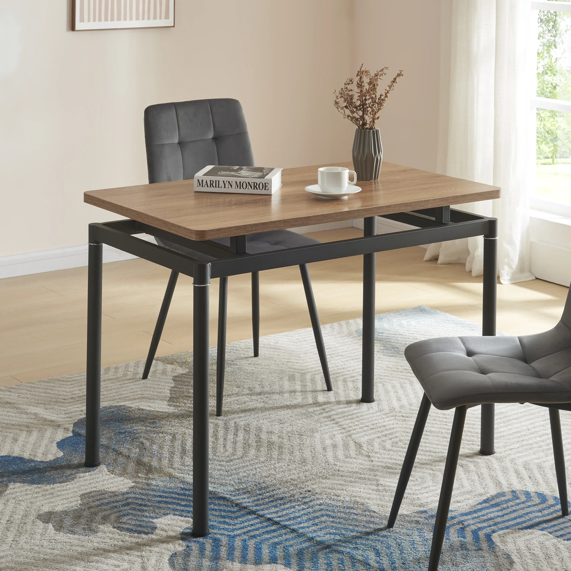 [en.casa] Eettafel Hemnes eikenkleurig en zwart - 4 varianten - Image 3