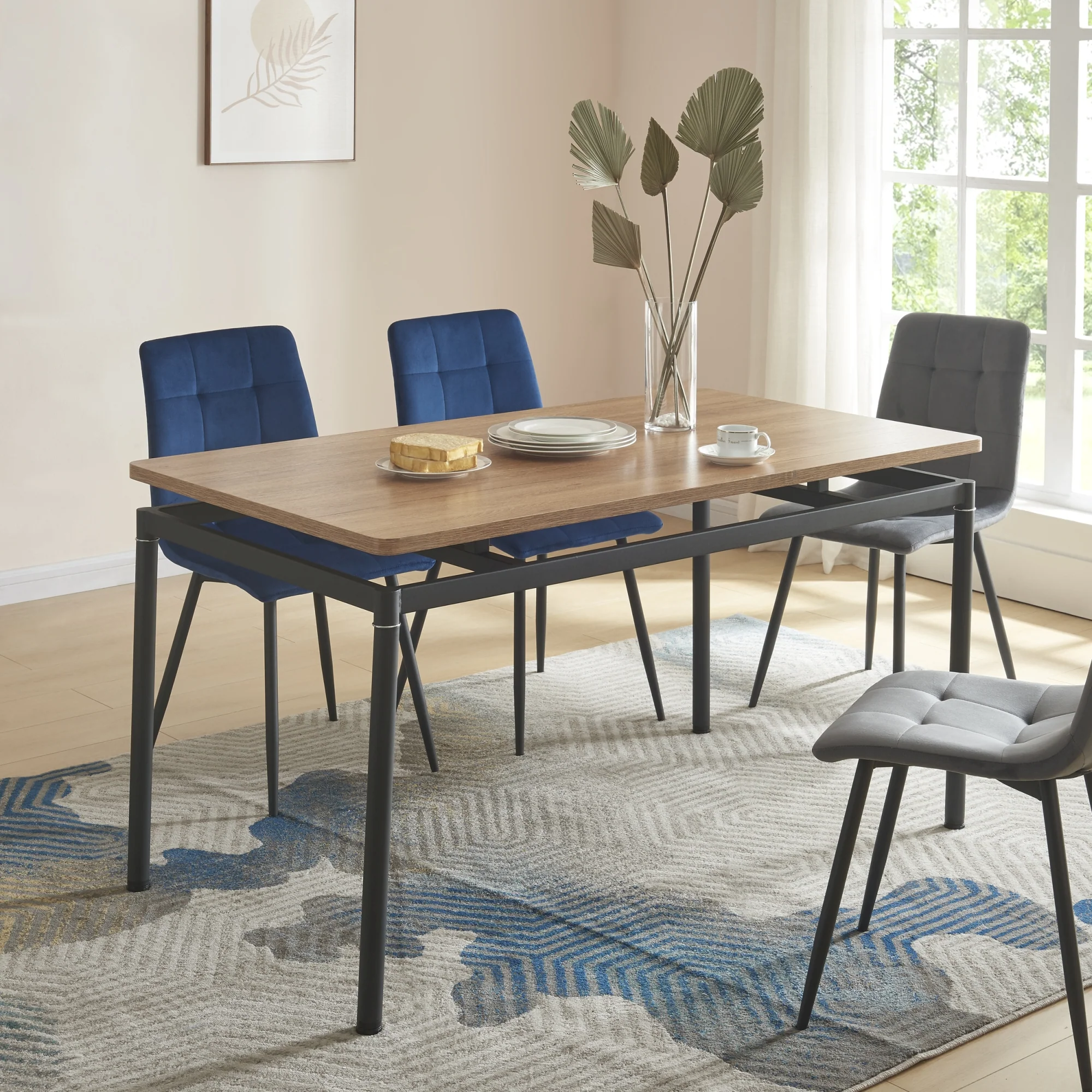[en.casa] Eettafel Hemnes eikenkleurig en zwart - 4 varianten - Image 5