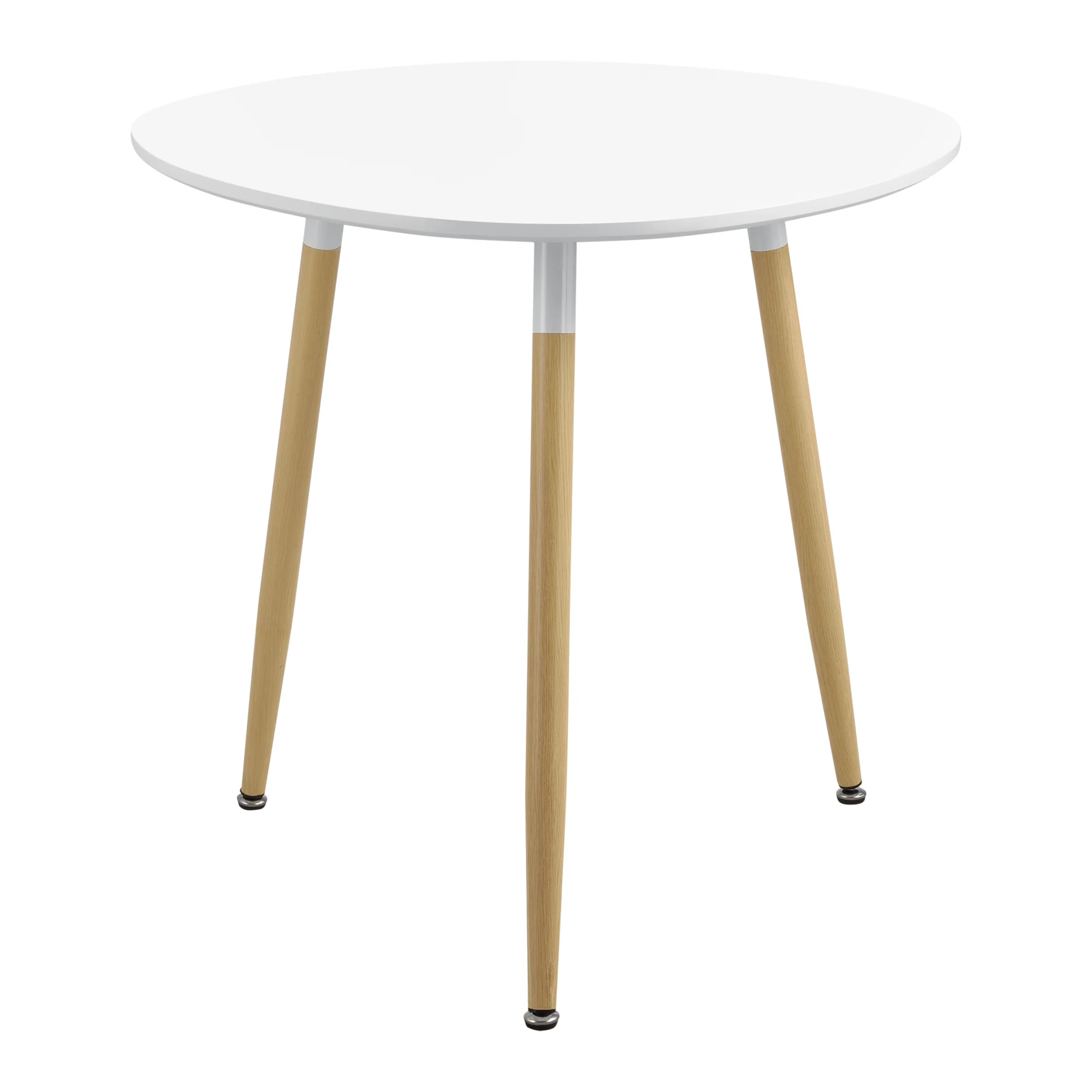 Eettafel MDF en staal - vierkant of rond 80x80x74 cm wit en hout - Image 2