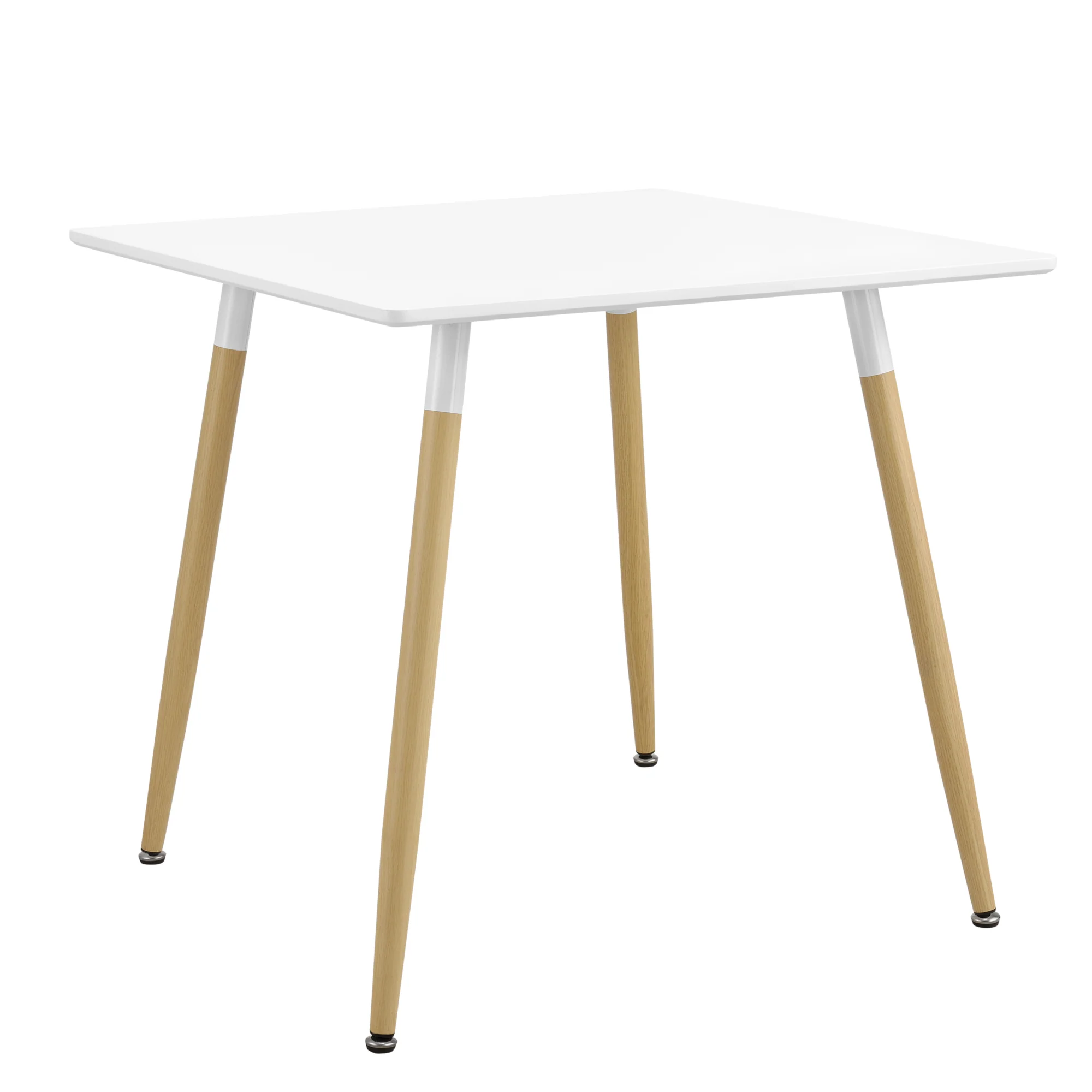 Eettafel MDF en staal - vierkant of rond 80x80x74 cm wit en hout - Image 3