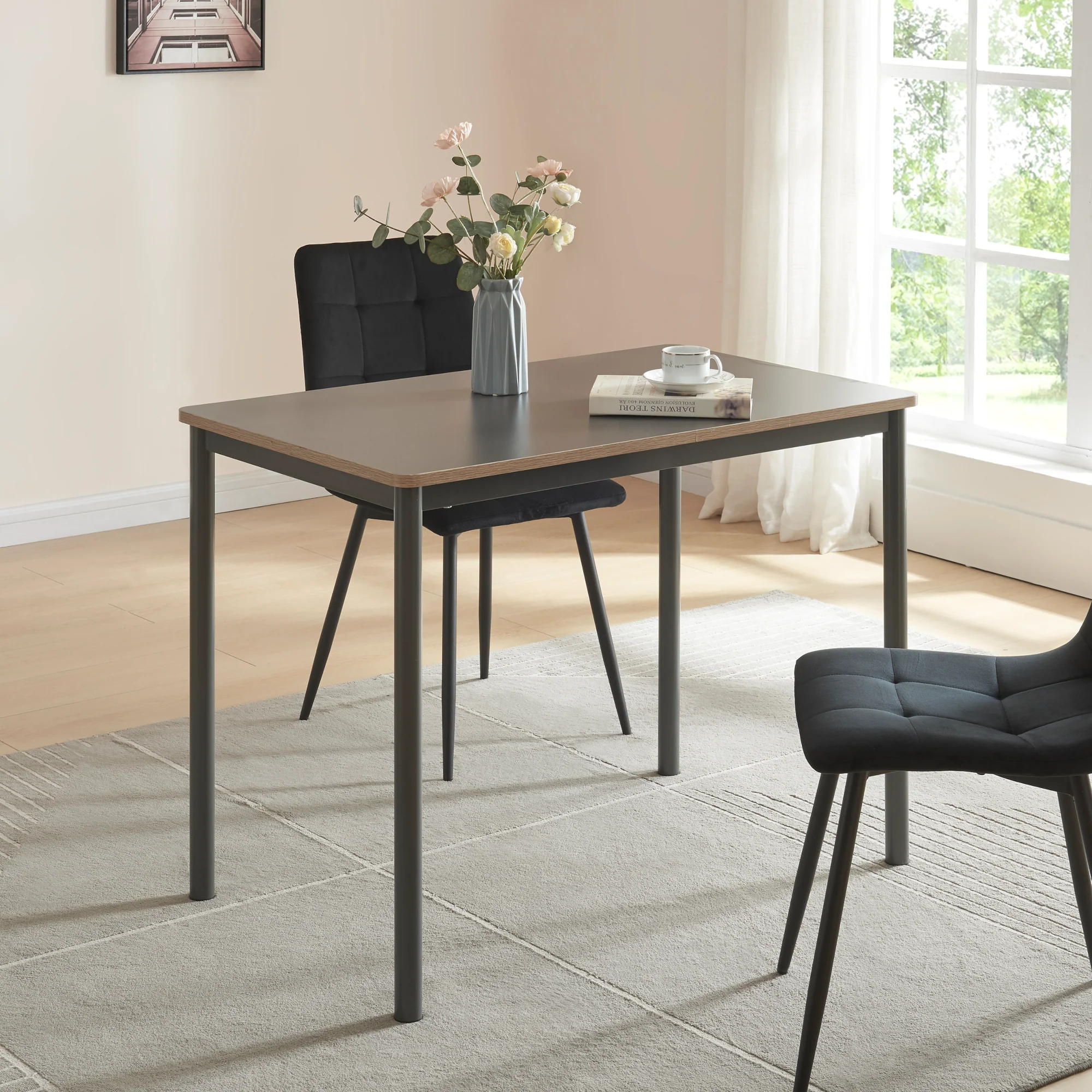 [en.casa] Eettafel Lindesberg grijs eikenkleurig en zwart - 4 varianten - Image 3
