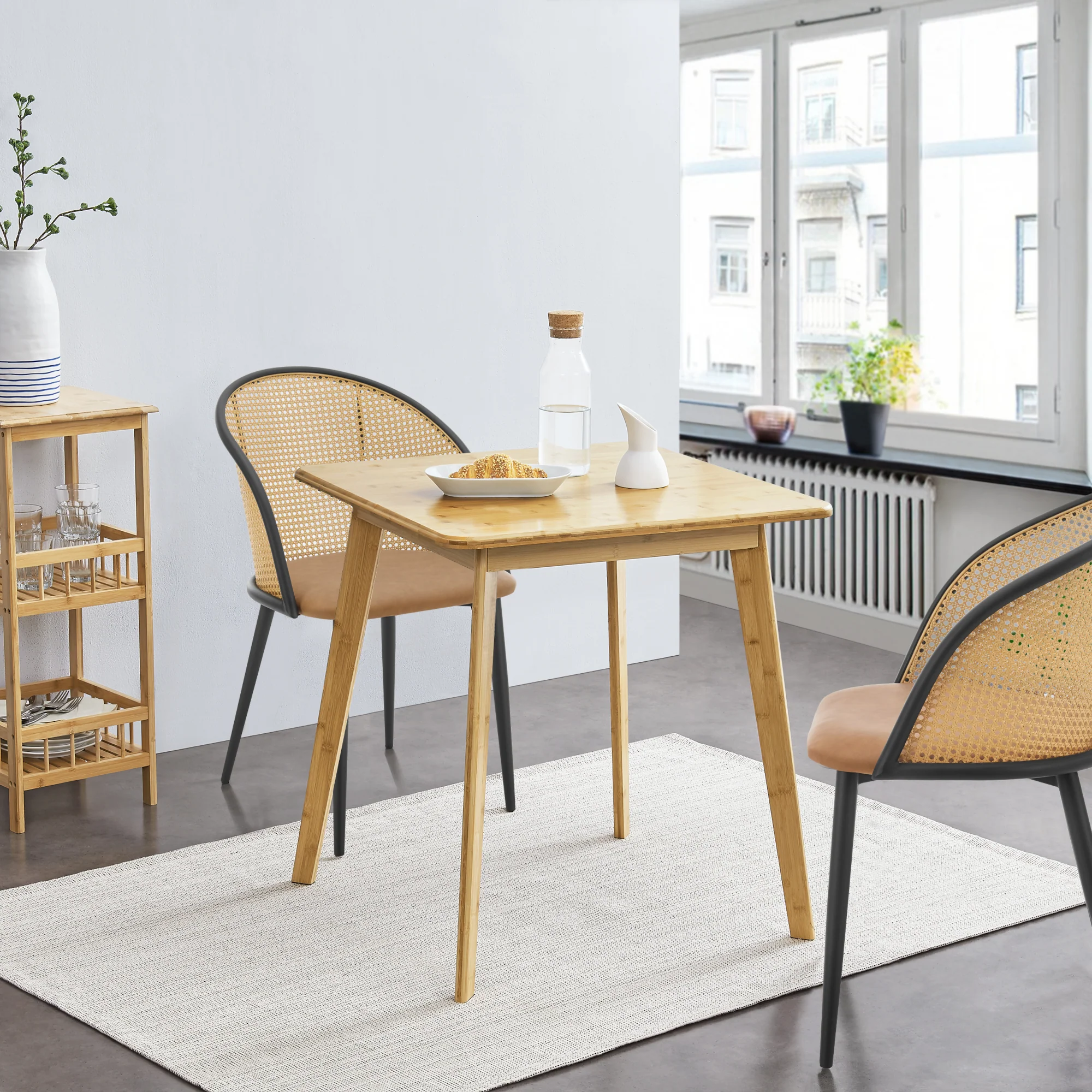 [en.casa] Eettafel Närpes bamboe 70x70x75 cm houtkleurig