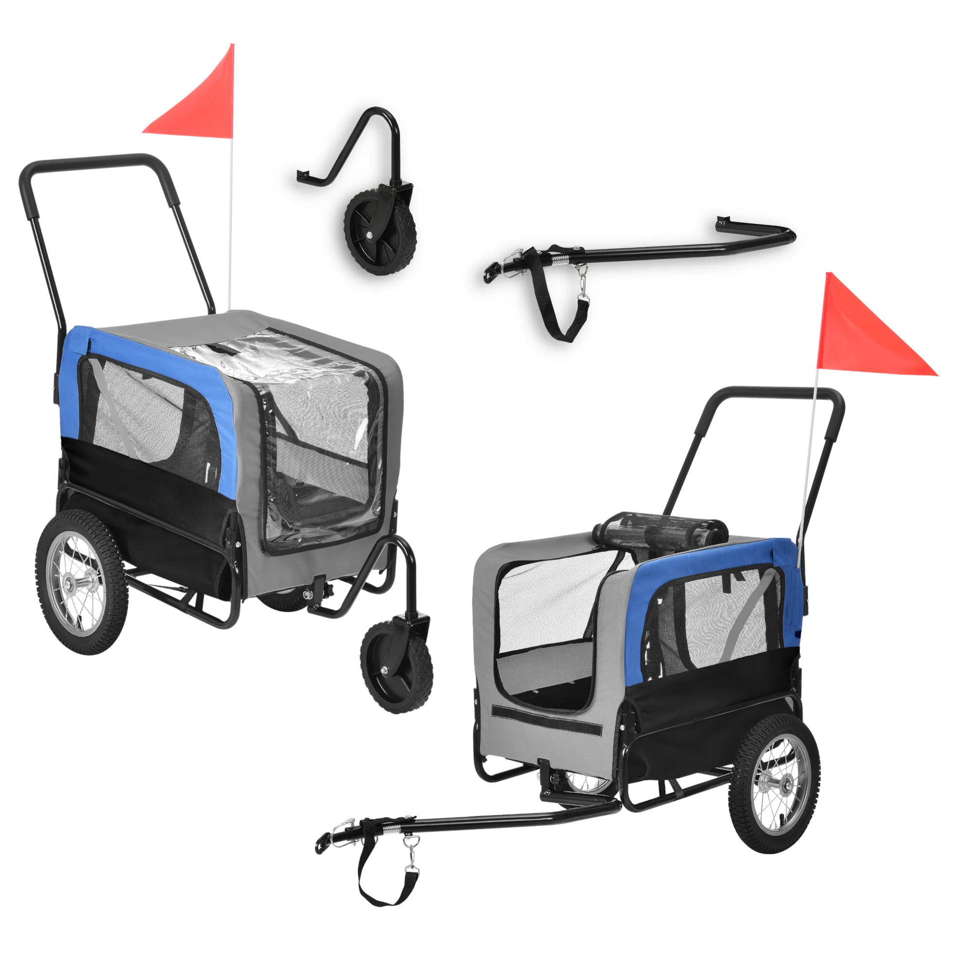 Fietskar fietsaanhanger voor honden tot 20 kg en buggyfunctie - verschillende kleuren - Image 2