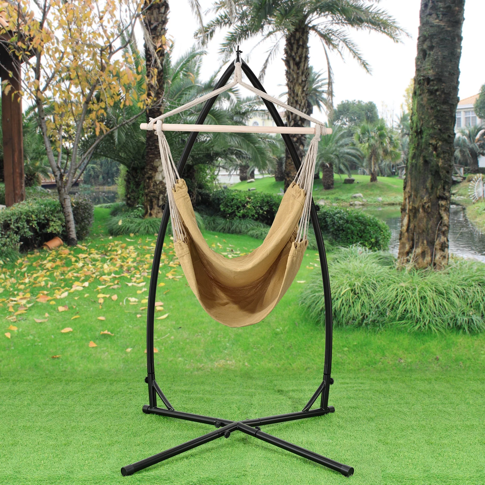 Hangstoel standaard staal 110x110x205 cm zwart - Image 2