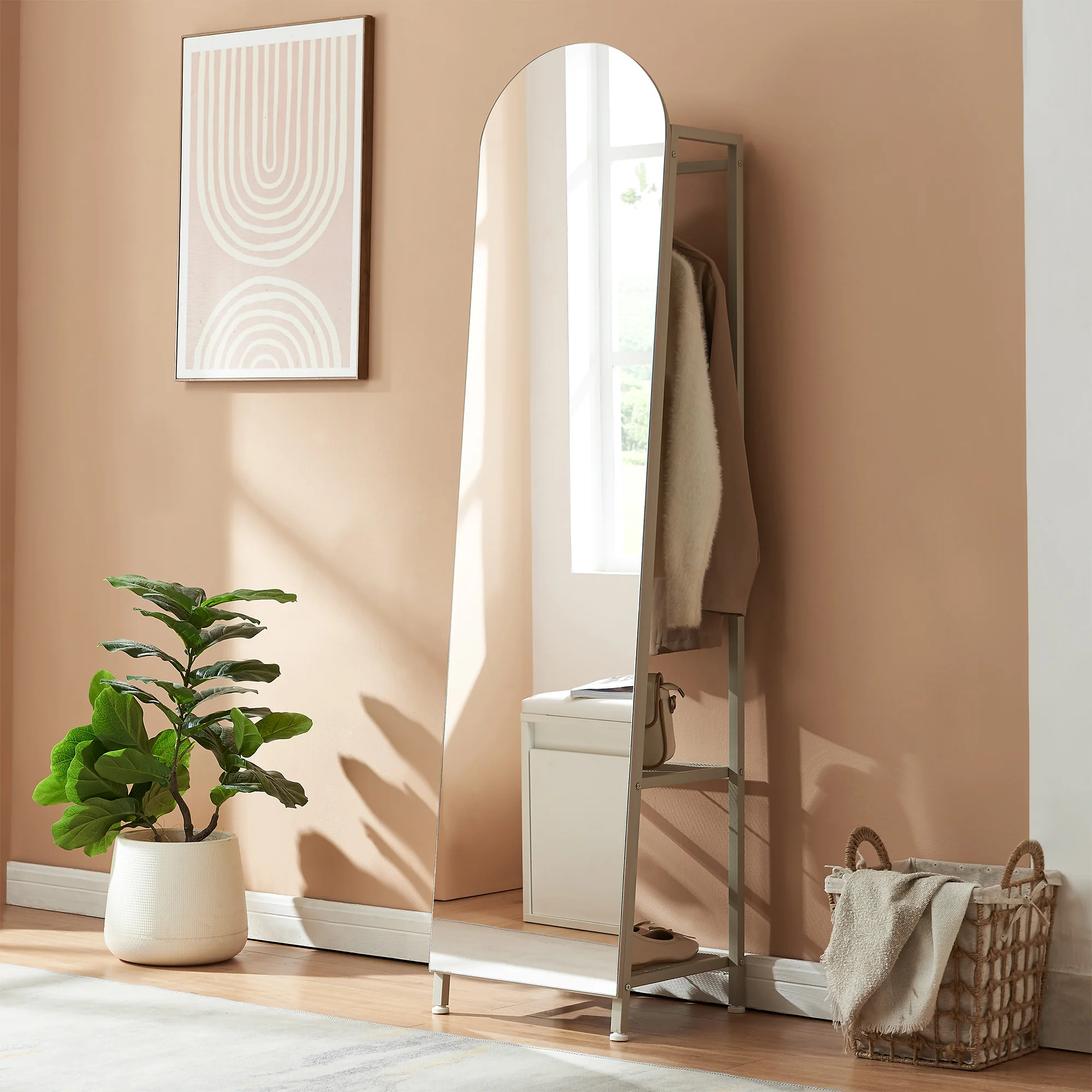 Garderobespiegel Frenraby met kledingrek 165x40x35 cm [en.casa] - Image 2