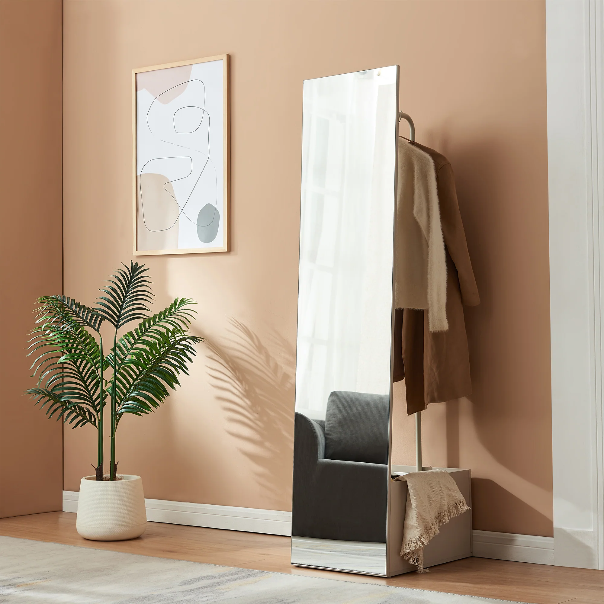 Garderobespiegel Saden met kledingrek 165x40x51 cm [en.casa]