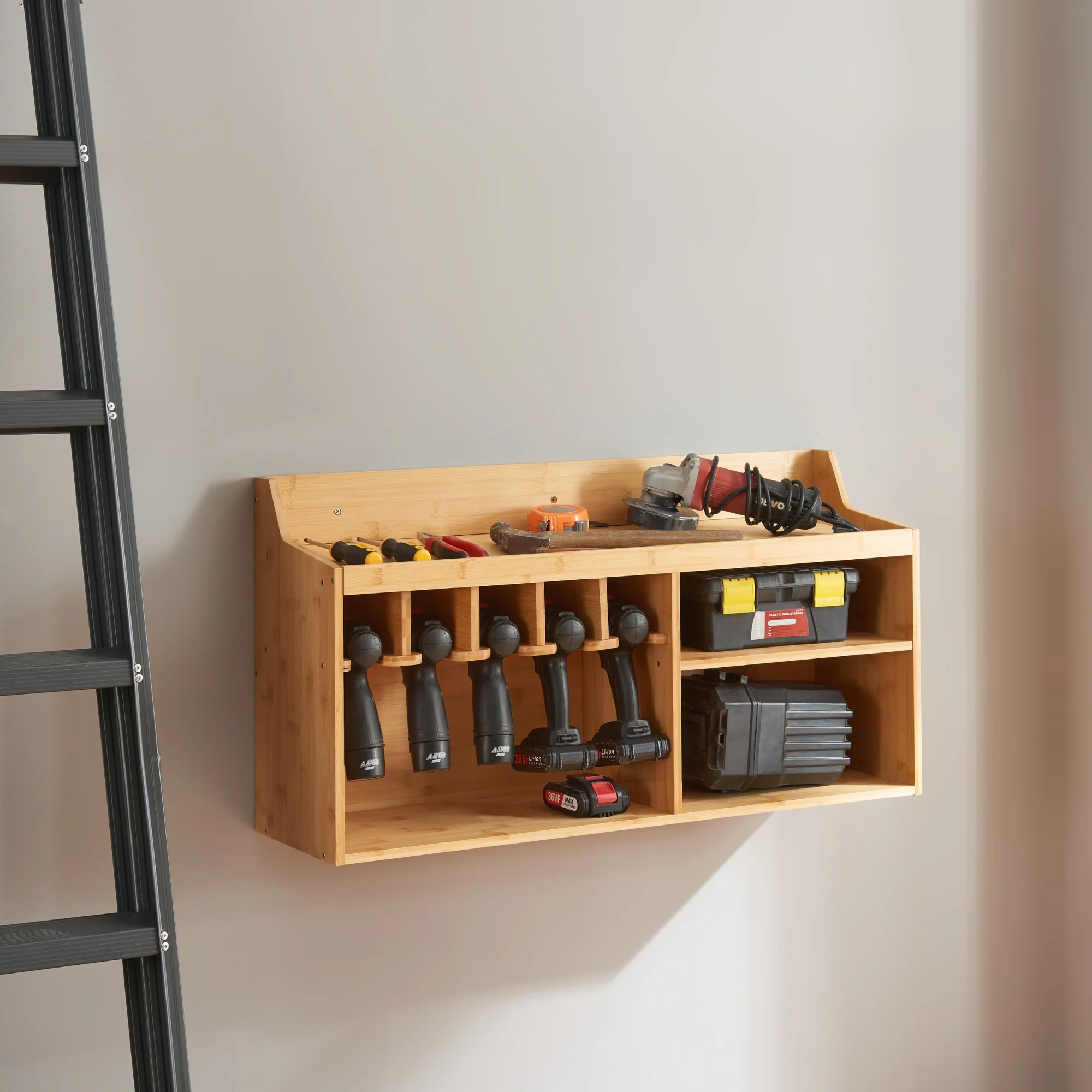 [en.casa] Gereedschap wandrek Gjemnes 86x25x45 cm bamboe