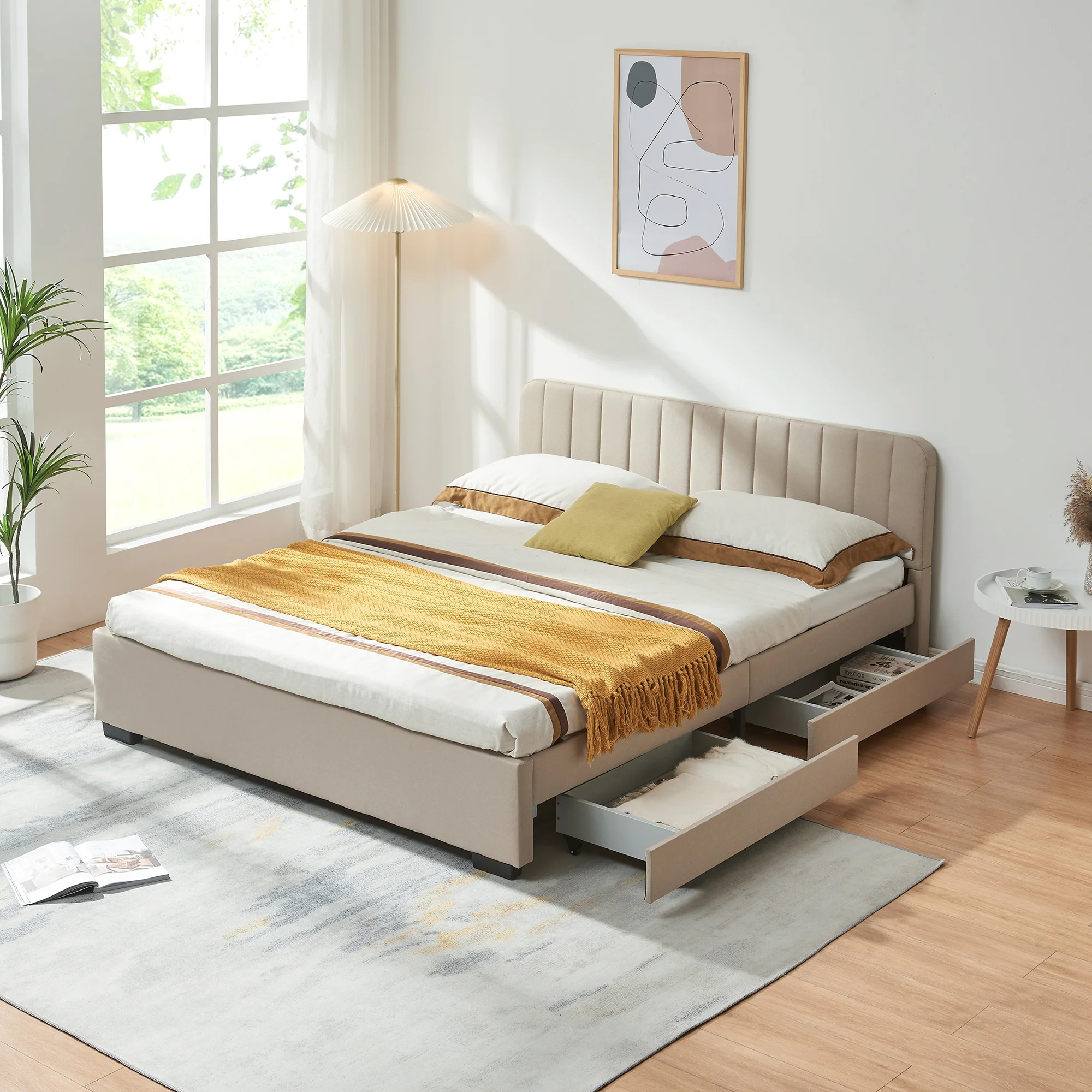 Bed Nofrenna bedframe met bedbodem en 4 bedlades [en.casa]  - Image 2