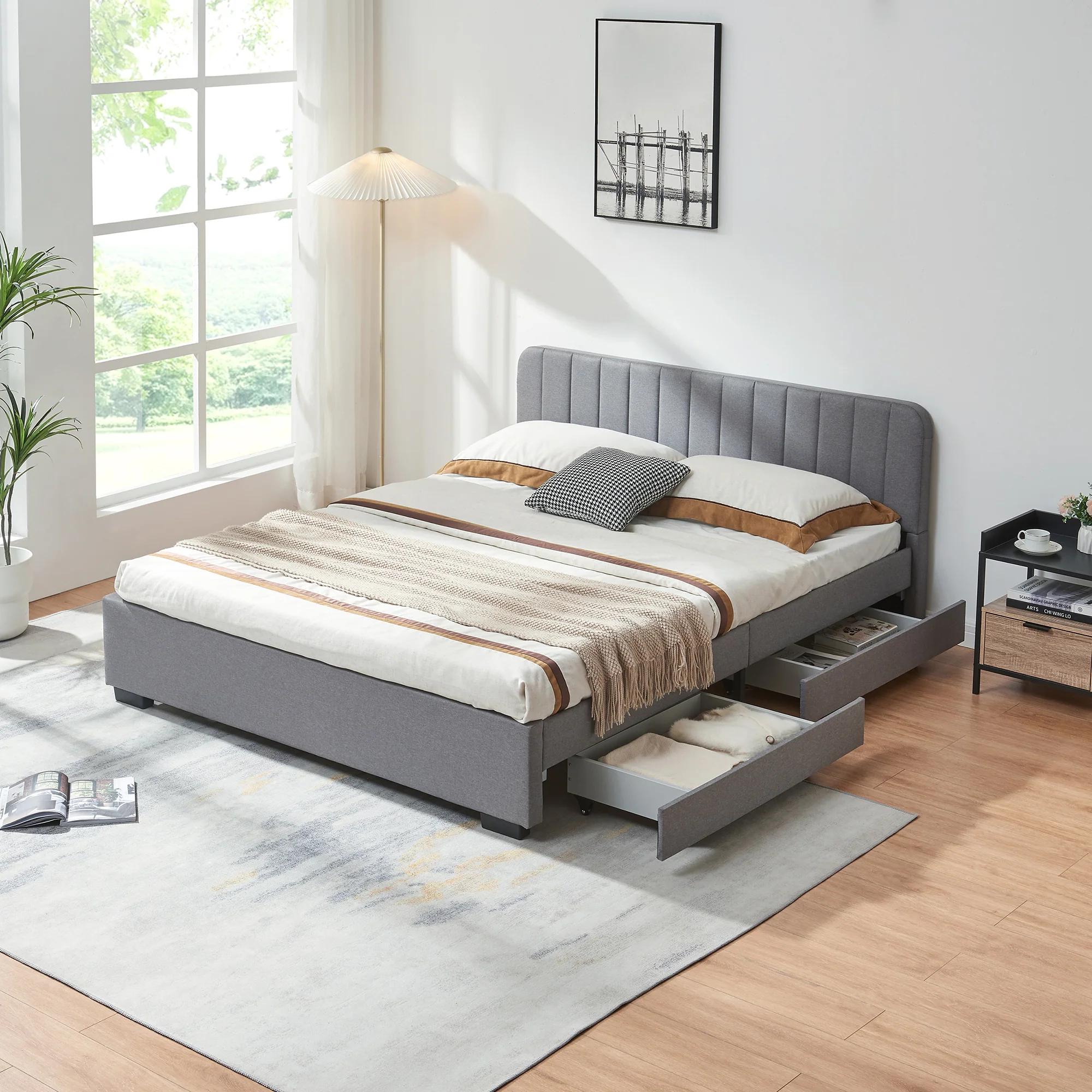 Bed Nofrenna bedframe met bedbodem en 4 bedlades [en.casa]  - Image 4