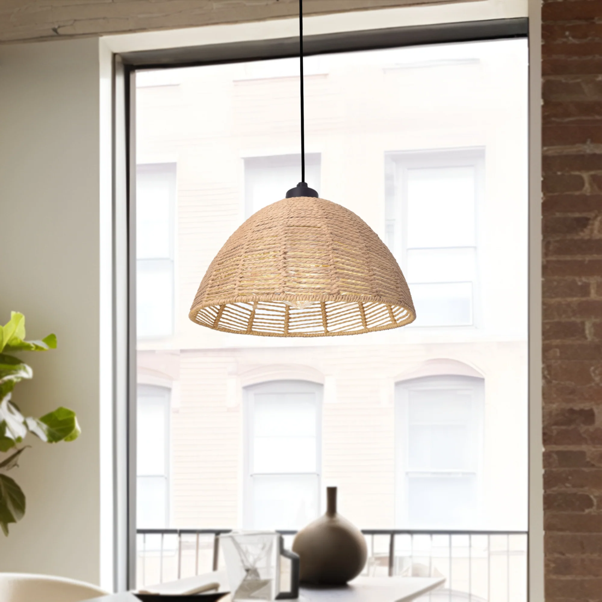 Design hanglamp Romsey E27 zwart en beige lux.pro