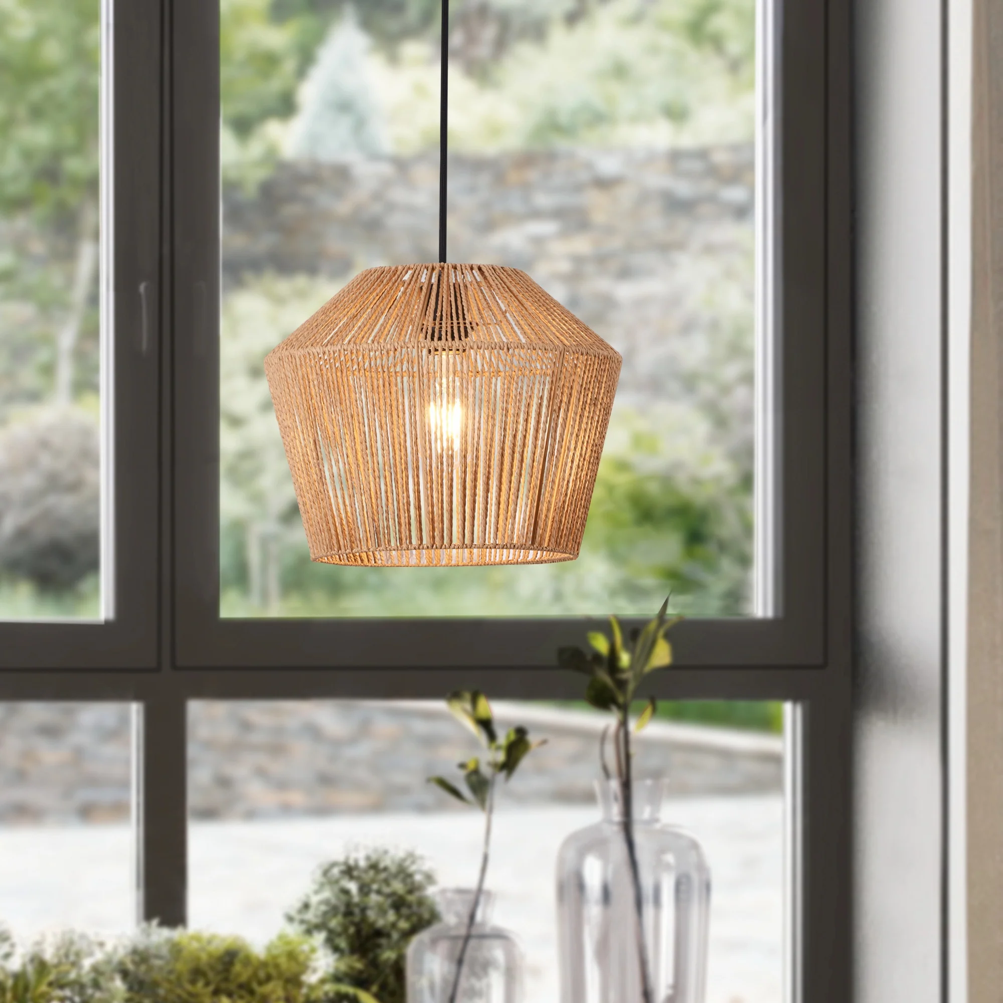 lux.pro Hanglamp Sela 158x33 cm zwart en beige E27