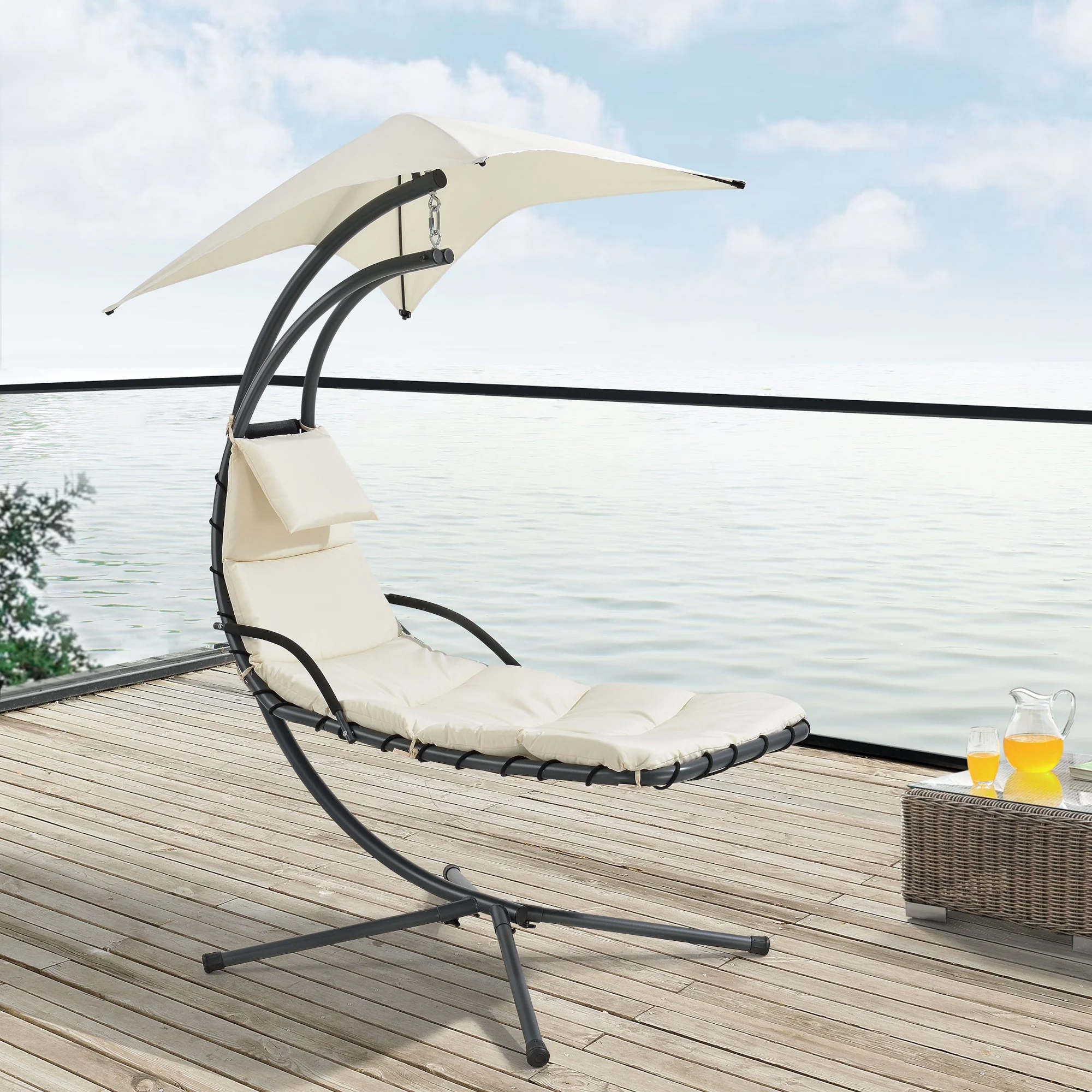 Hangmat met luifel en standaard 166x116x210 cm - 3 varianten - Image 7