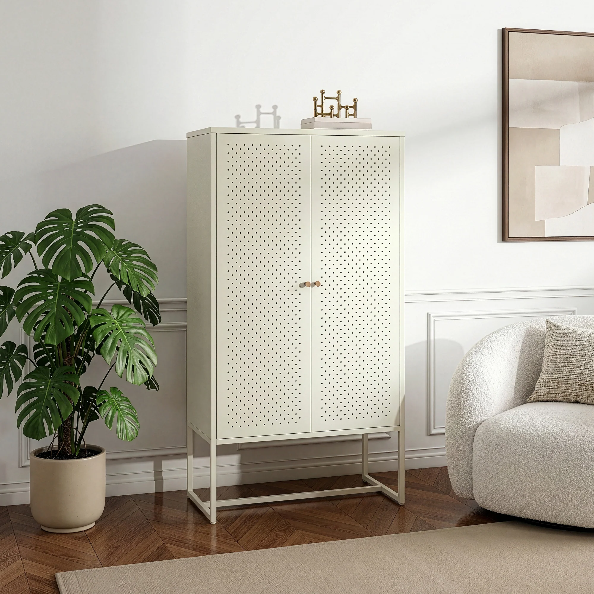 Woonkamerkast Viitasaari commode 150x80x40 cm crèmewit [en.casa]  - Image 2