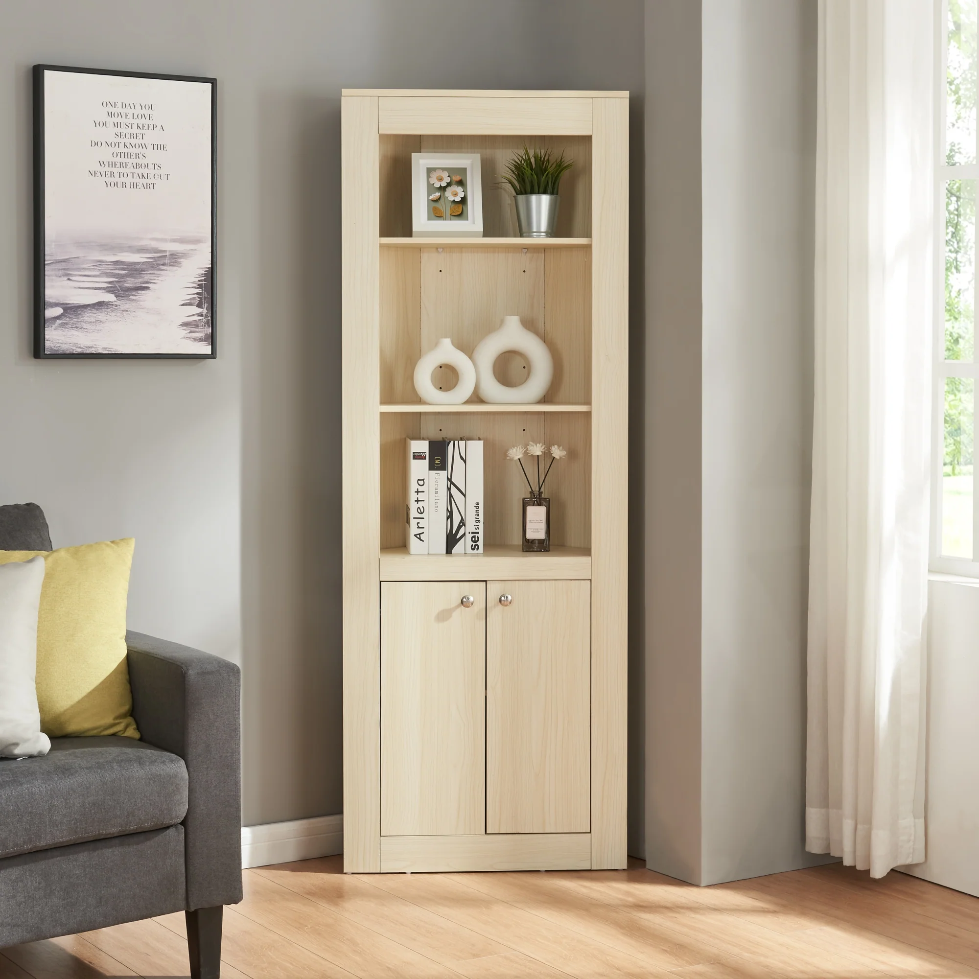 [en.casa] Boekenkast Eura 170x62x30 cm eikenkleurig