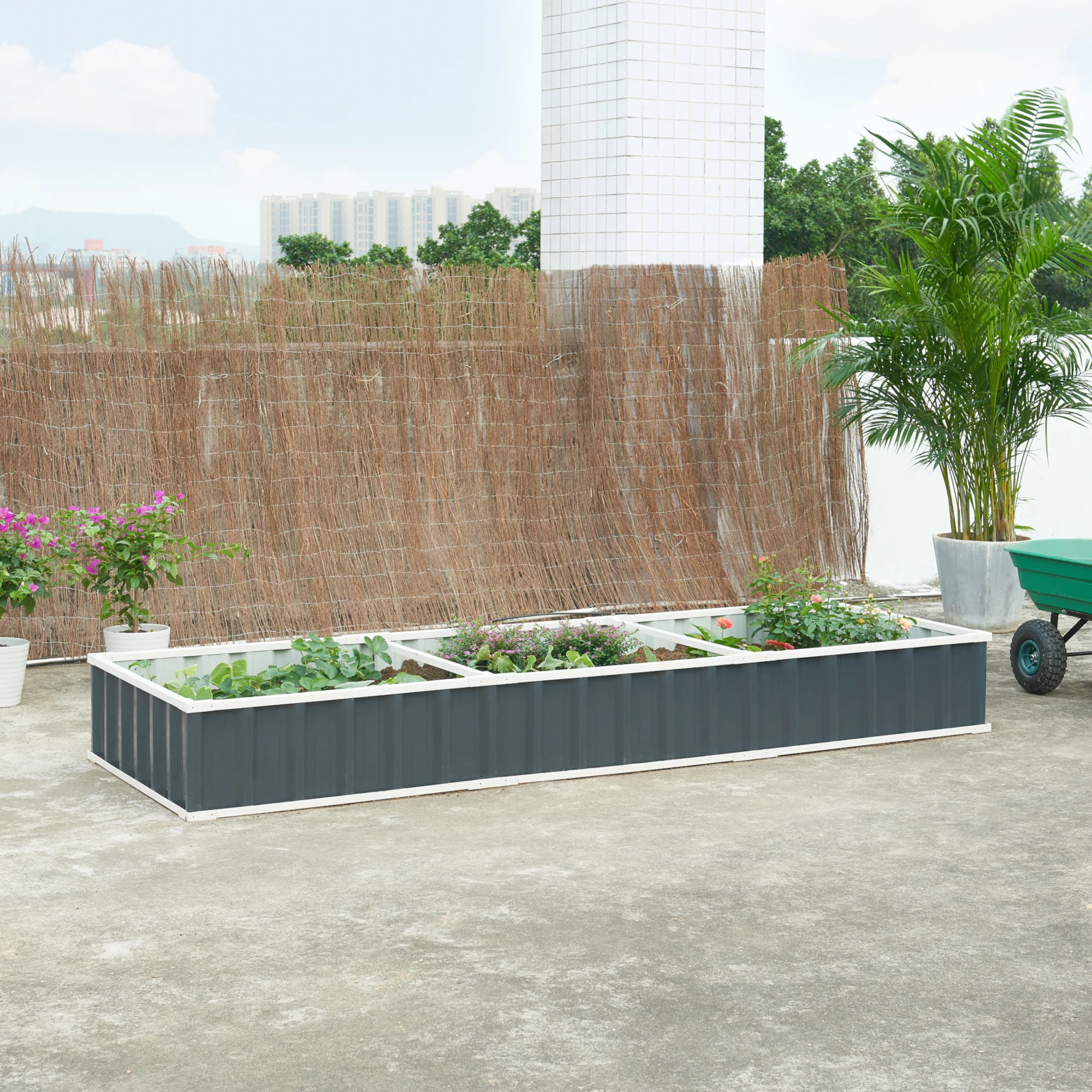 Moestuinbak Albrandswaard met 1 paar handschoenen 258x90x30 cm antracietgrijs [en.casa]