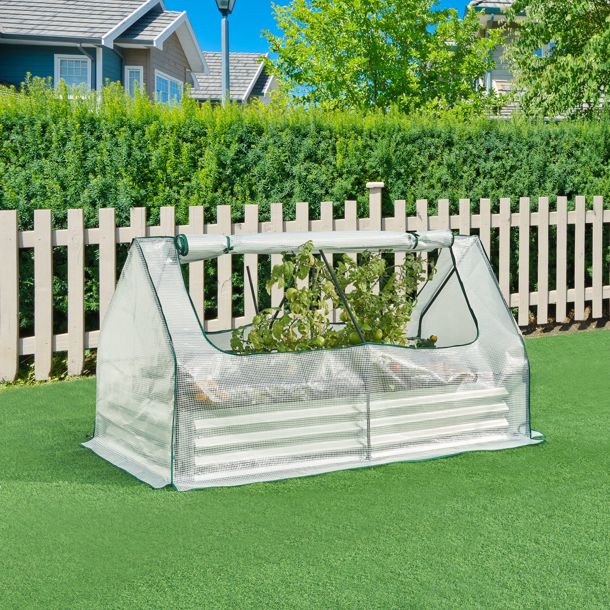 Plantenbak Balsorano verhoogde moestuinbak met foliekas 180x90x98 cm verzinkt staal [en.casa] - Image 4
