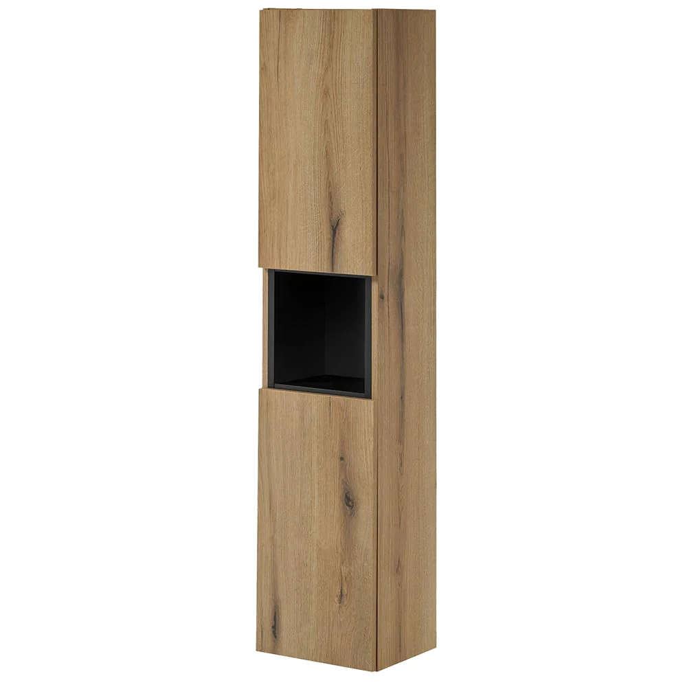 Kolomkast Newport 140x30x25 cm eikenkleurig en zwart [en.casa]