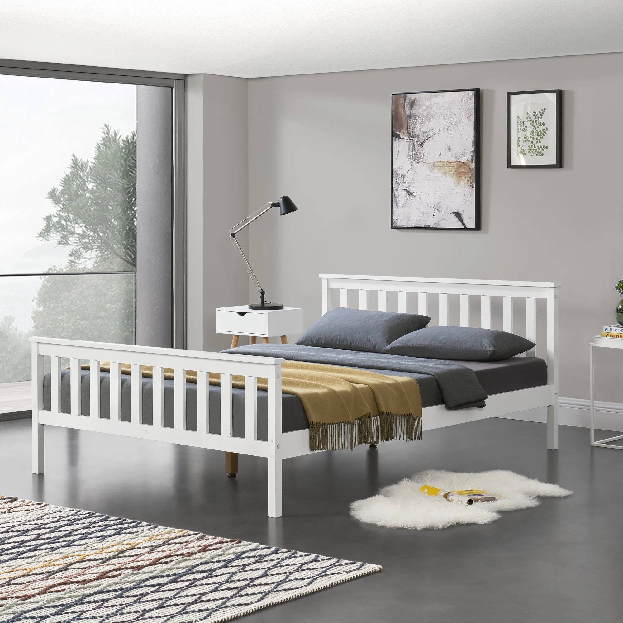 Houten bed Sterk massief grenen bedframe - verschillende maten en kleuren - Image 10