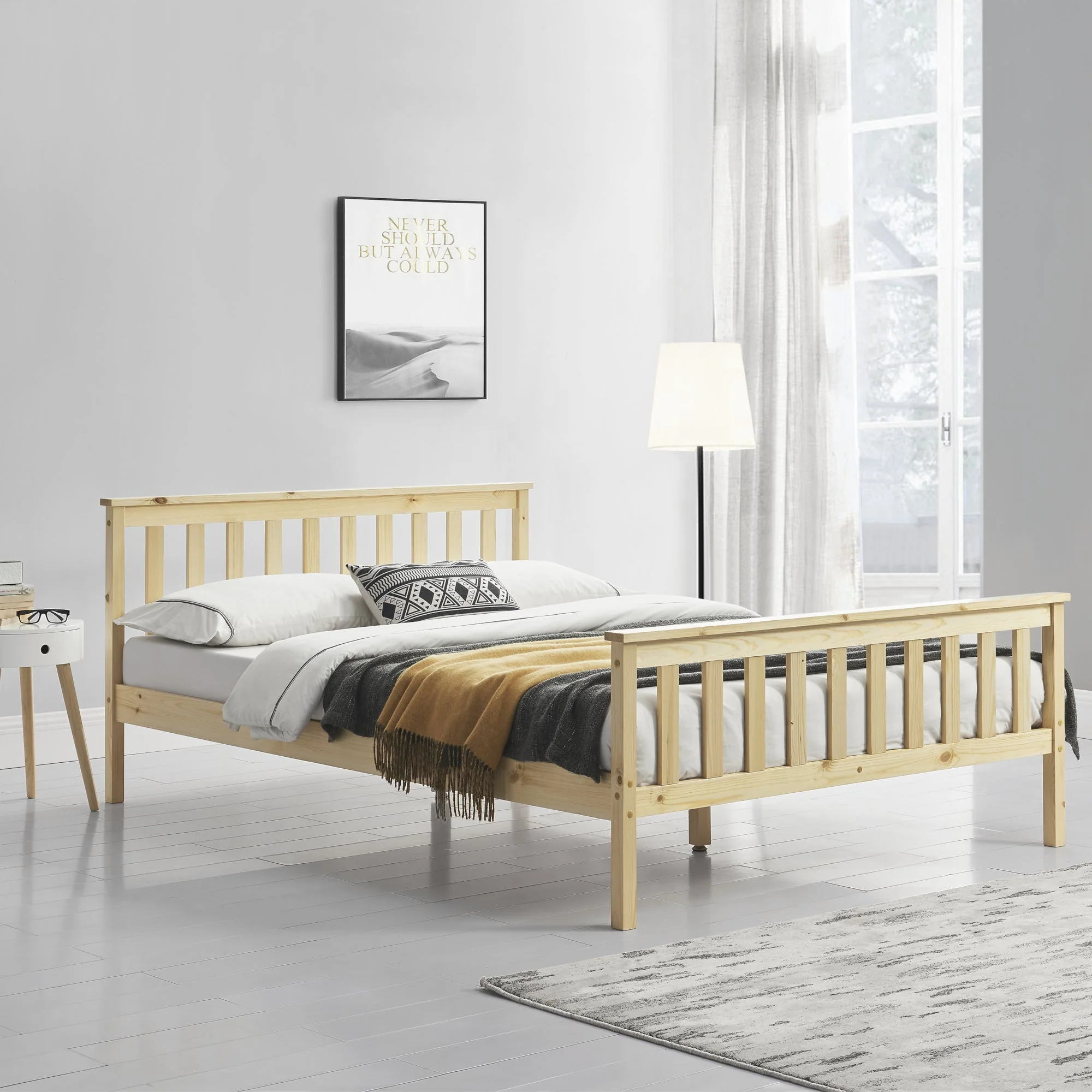 Houten bed Sterk massief grenen bedframe - verschillende maten en kleuren - Image 12