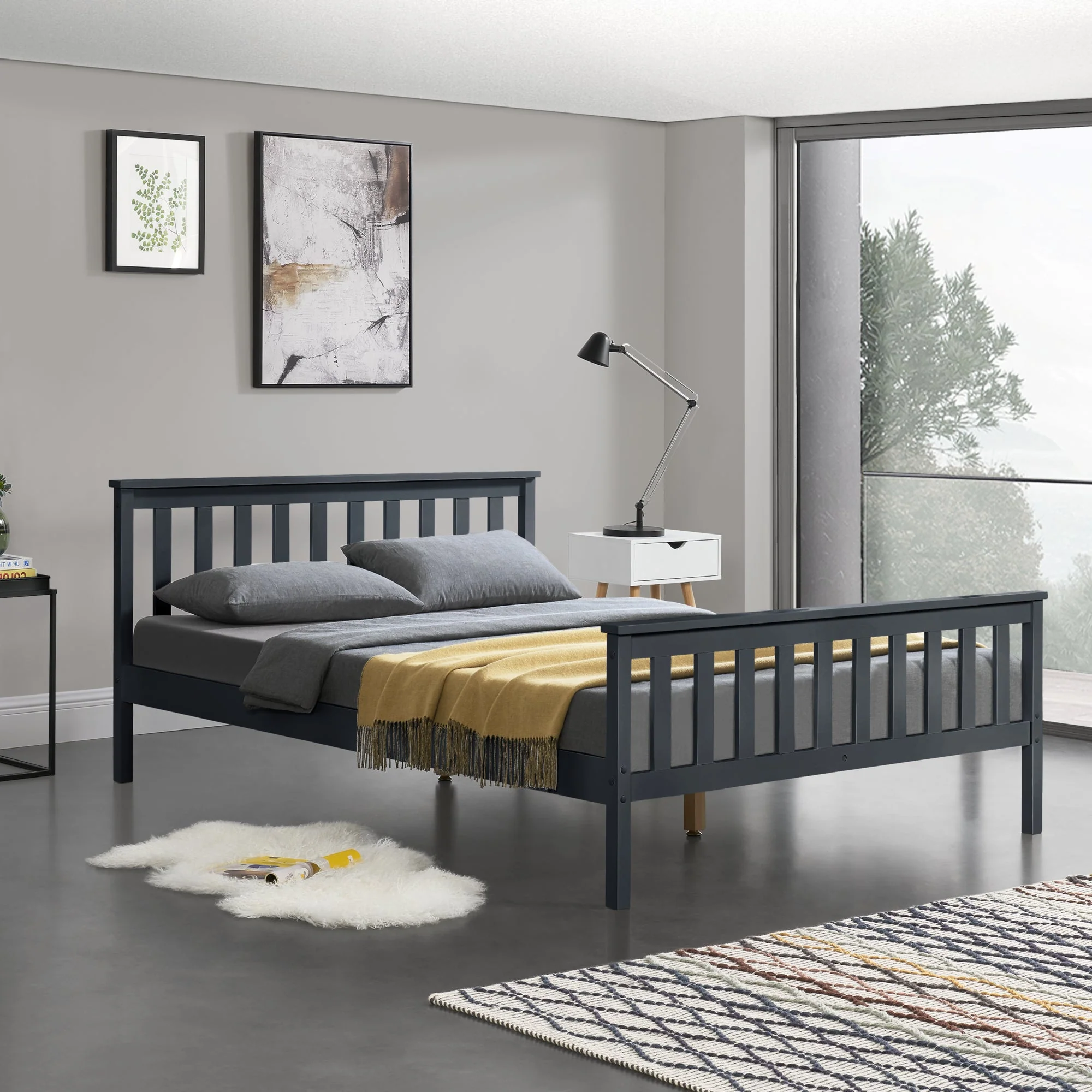 Houten bed Sterk massief grenen bedframe - verschillende maten en kleuren - Image 8