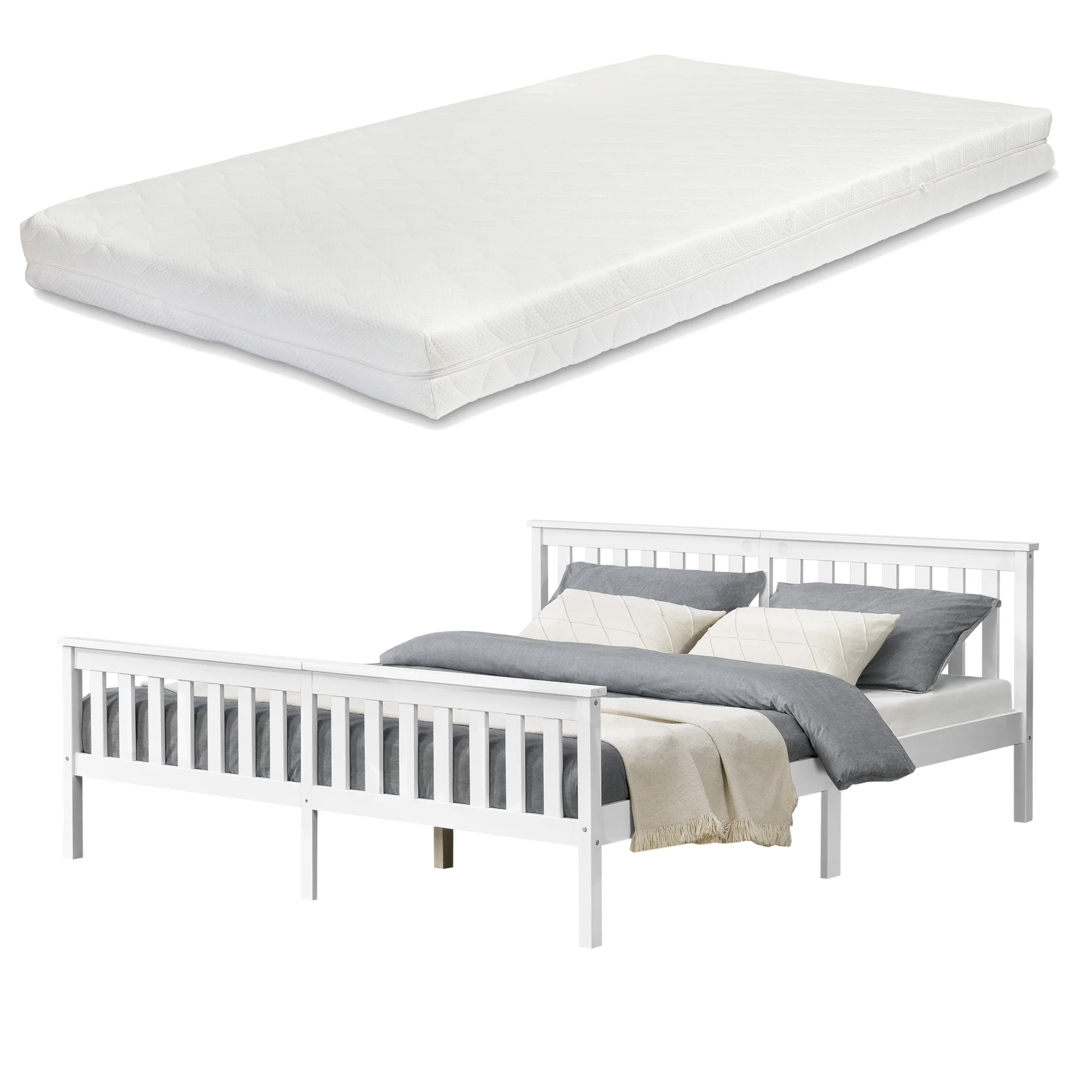 Houten bed Breda met bedbodem en matras - verschillende kleuren en maten - Image 2