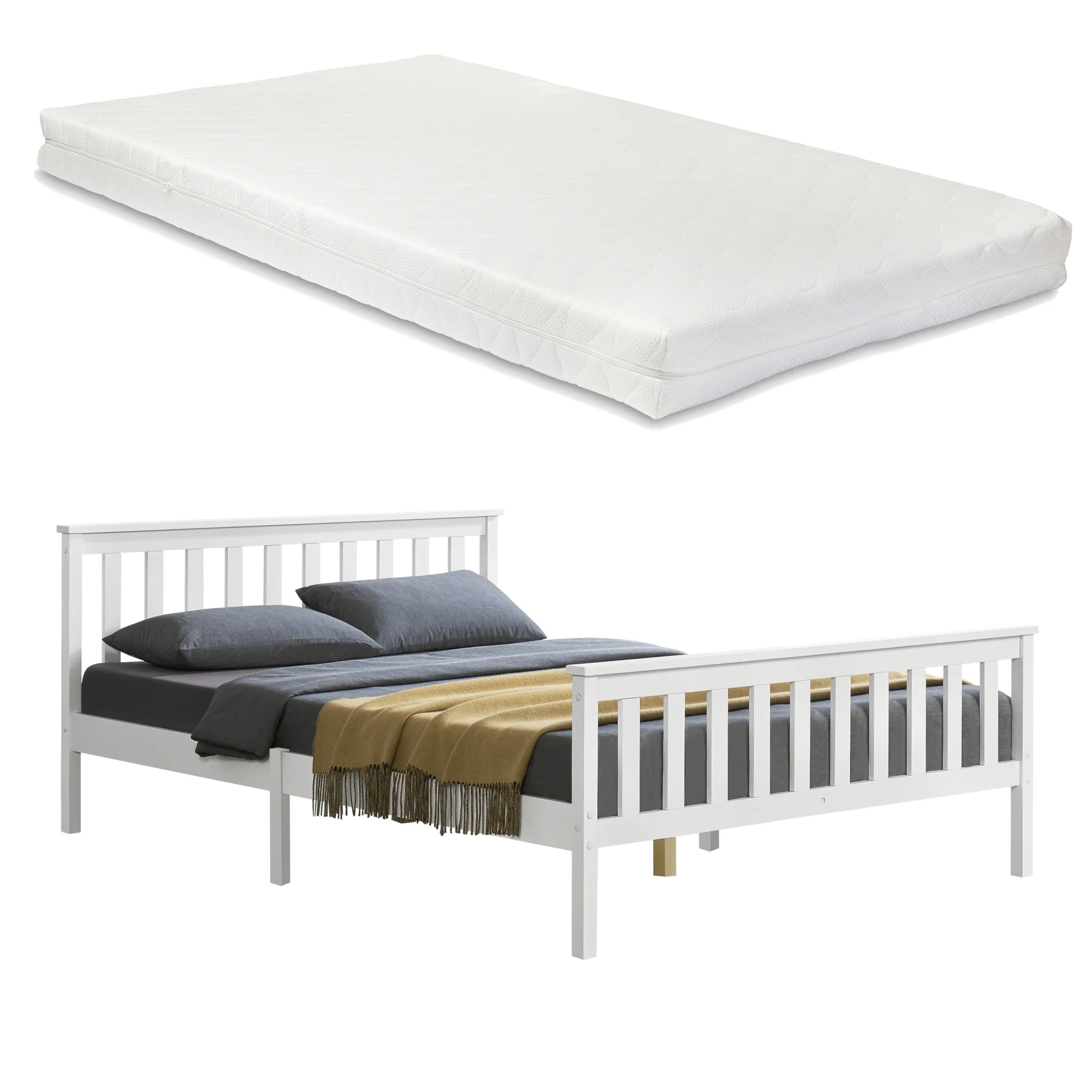 Houten bed Breda met bedbodem en matras - verschillende kleuren en maten - Image 4