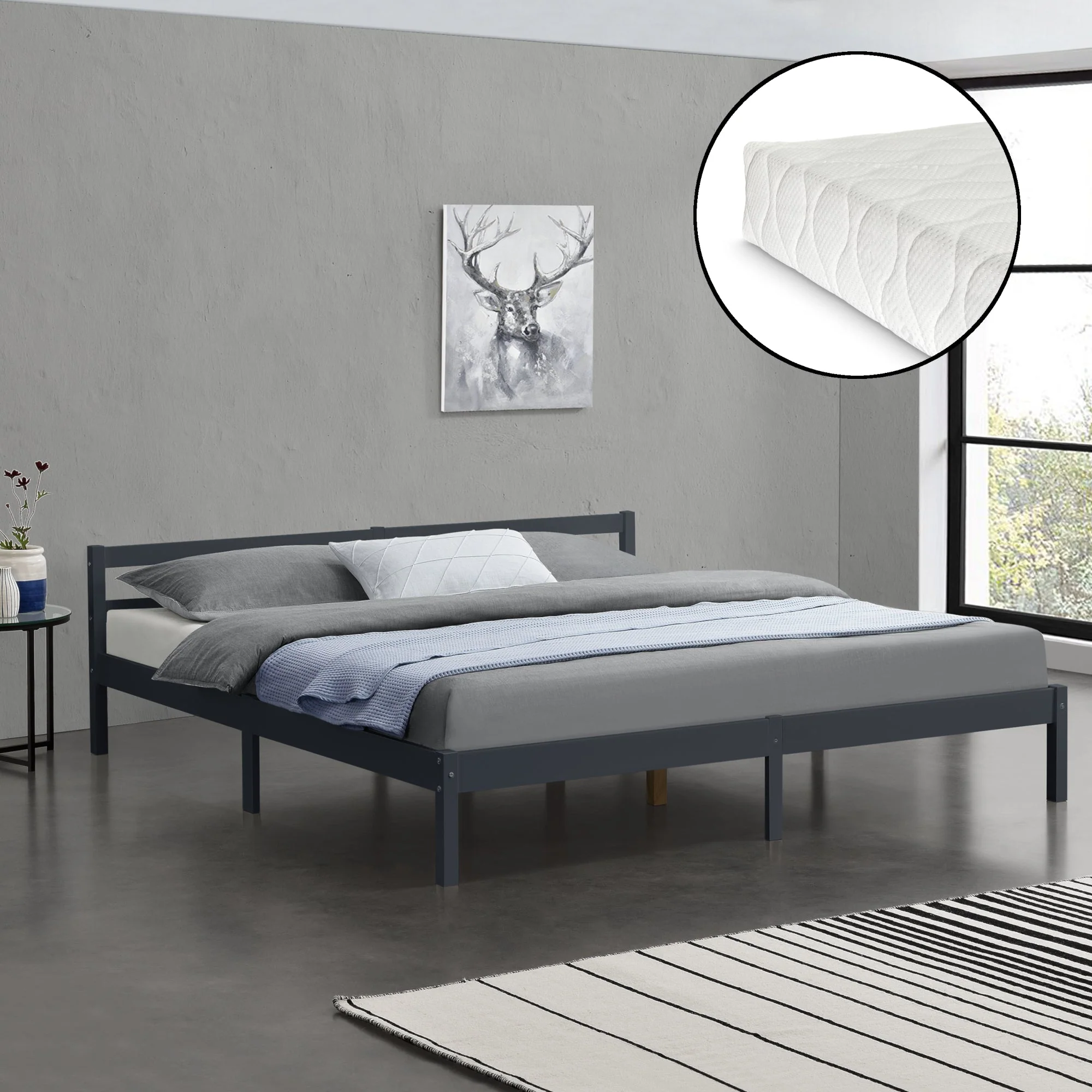 Houten bed Nakkila grenen met bedbodem en matras - 18 varianten - Image 20