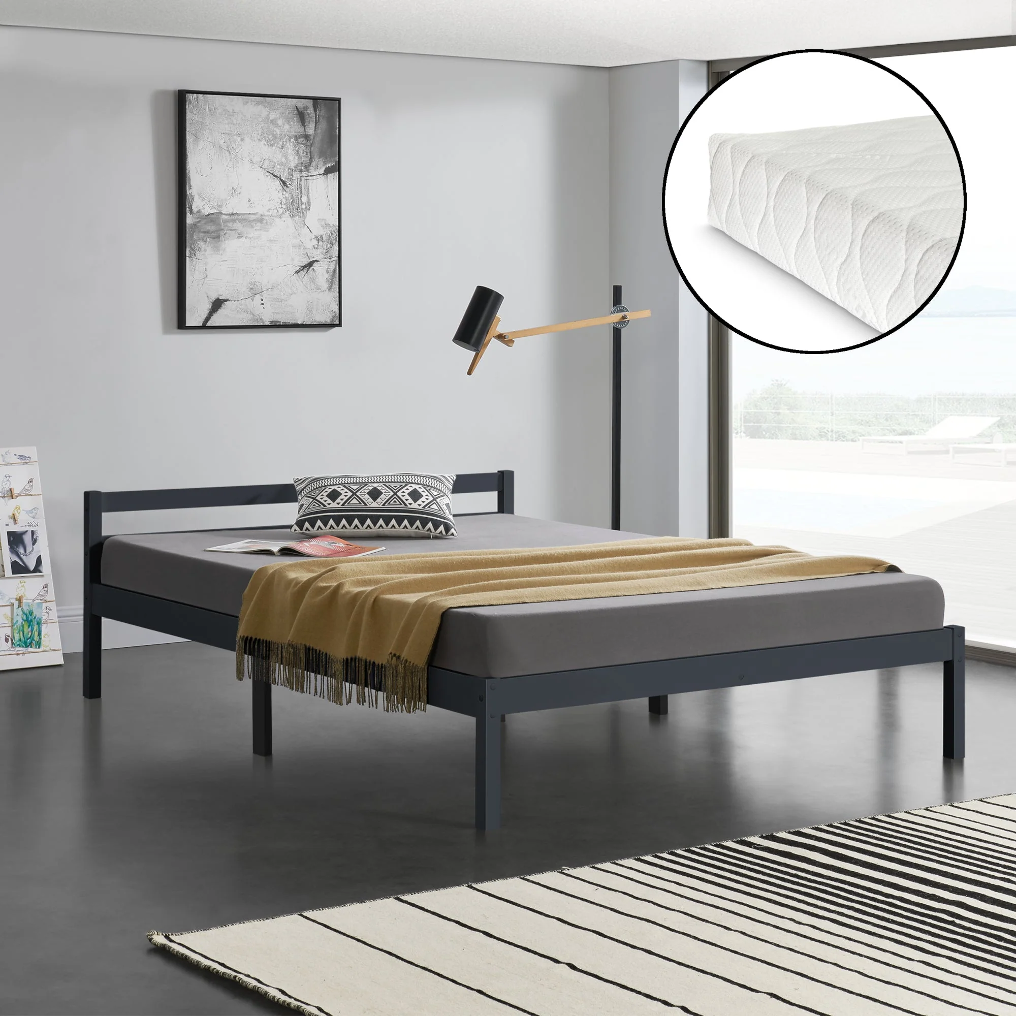 Houten bed Nakkila grenen met bedbodem en matras - 18 varianten - Image 22
