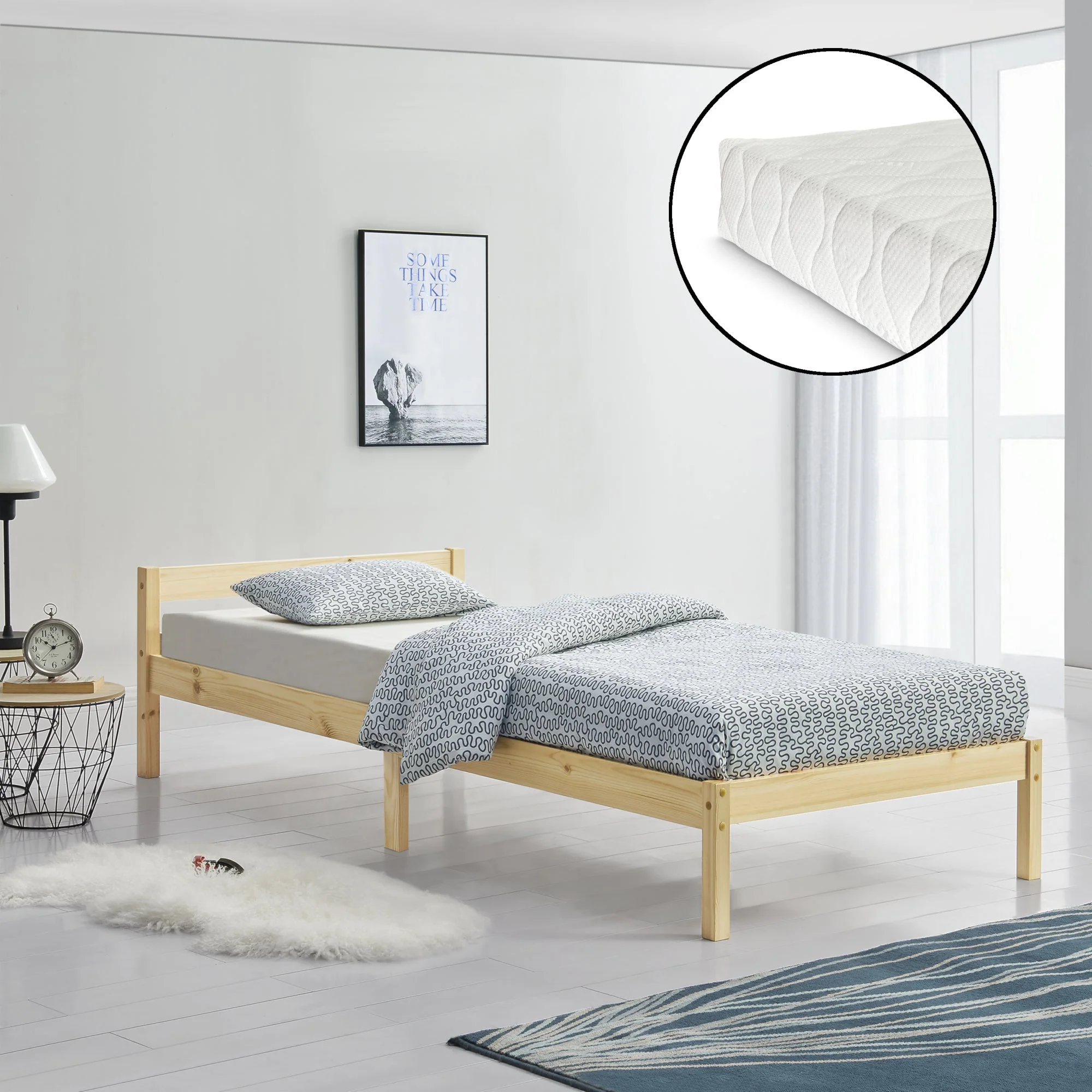 Houten bed Nakkila grenen met bedbodem en matras - 18 varianten - Image 37