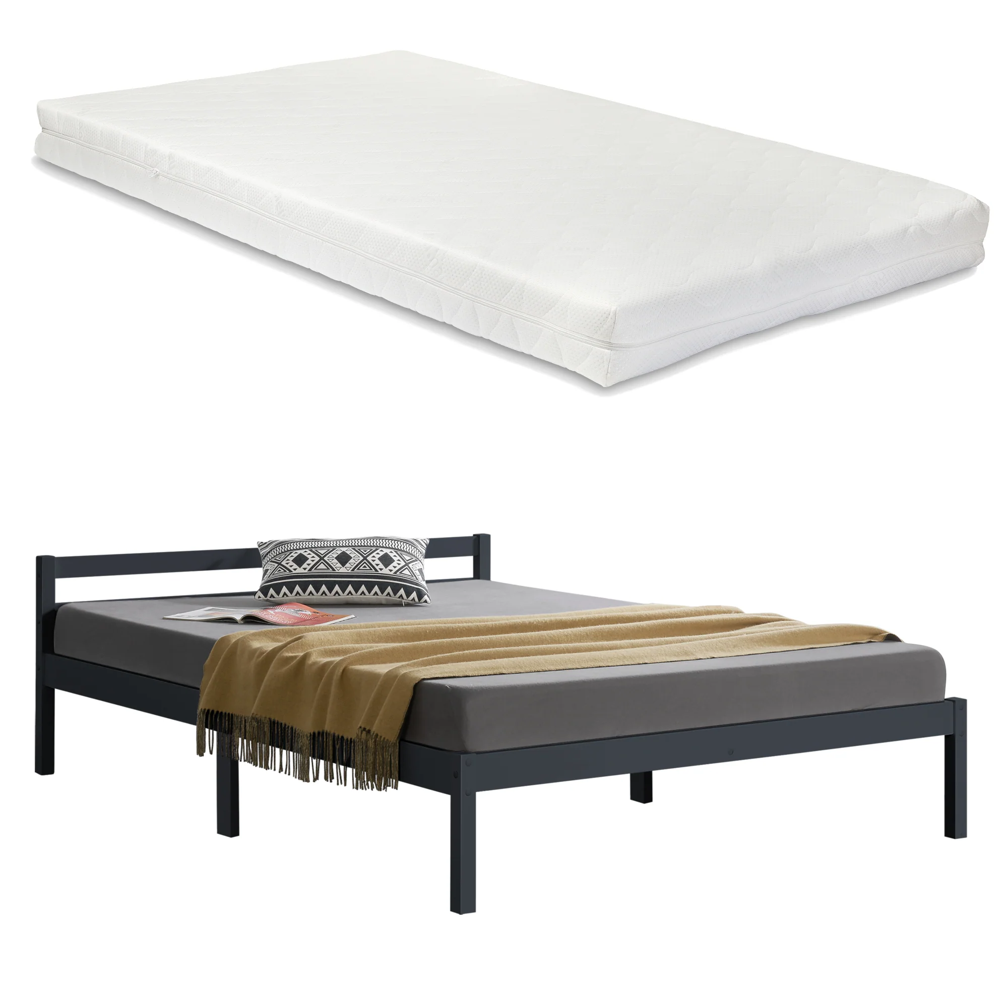 Houten bed Nakkila grenen met bedbodem en matras - 18 varianten - Image 4
