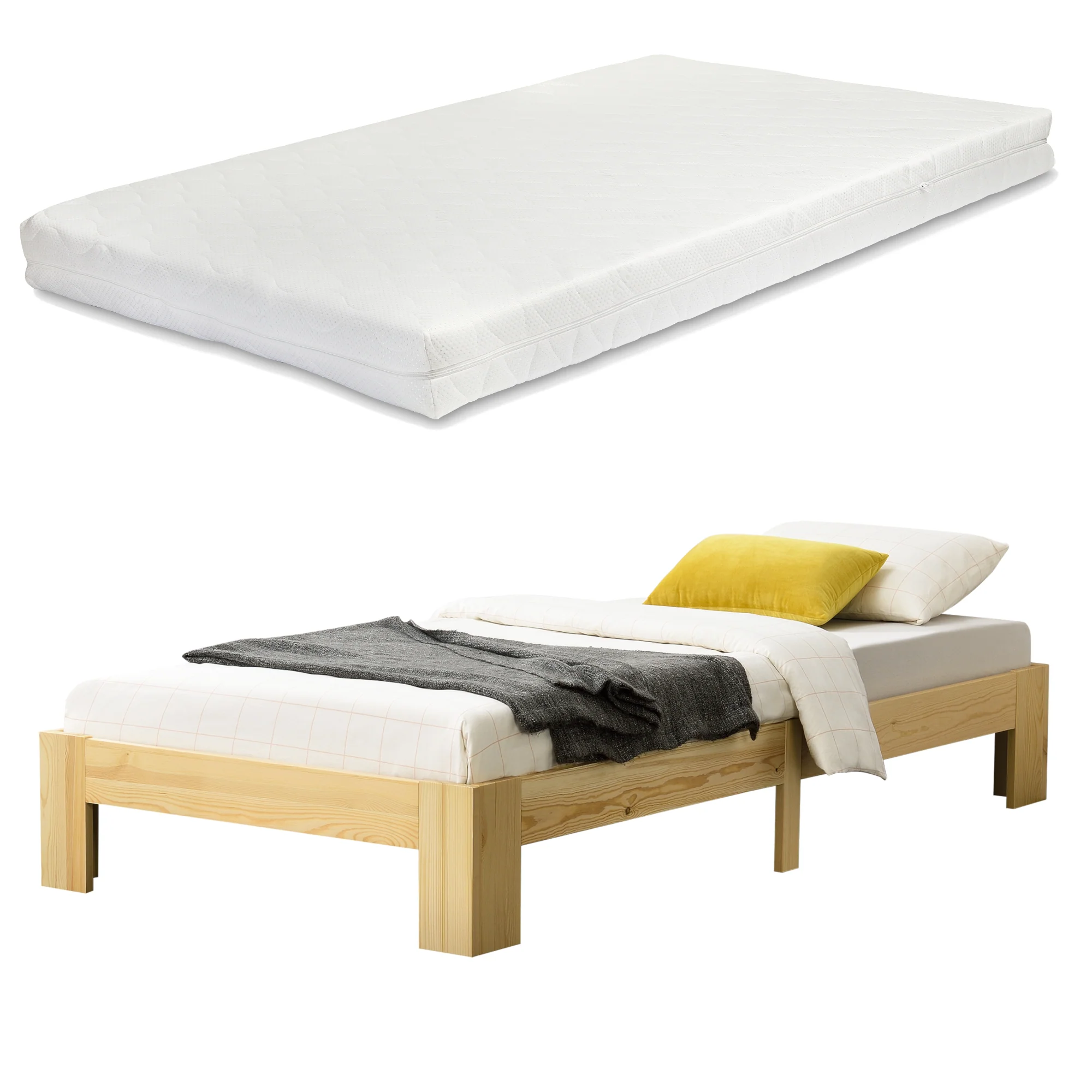 Houten bed Raisio grenen met bedbodem en matras - 18 varianten - Image 18