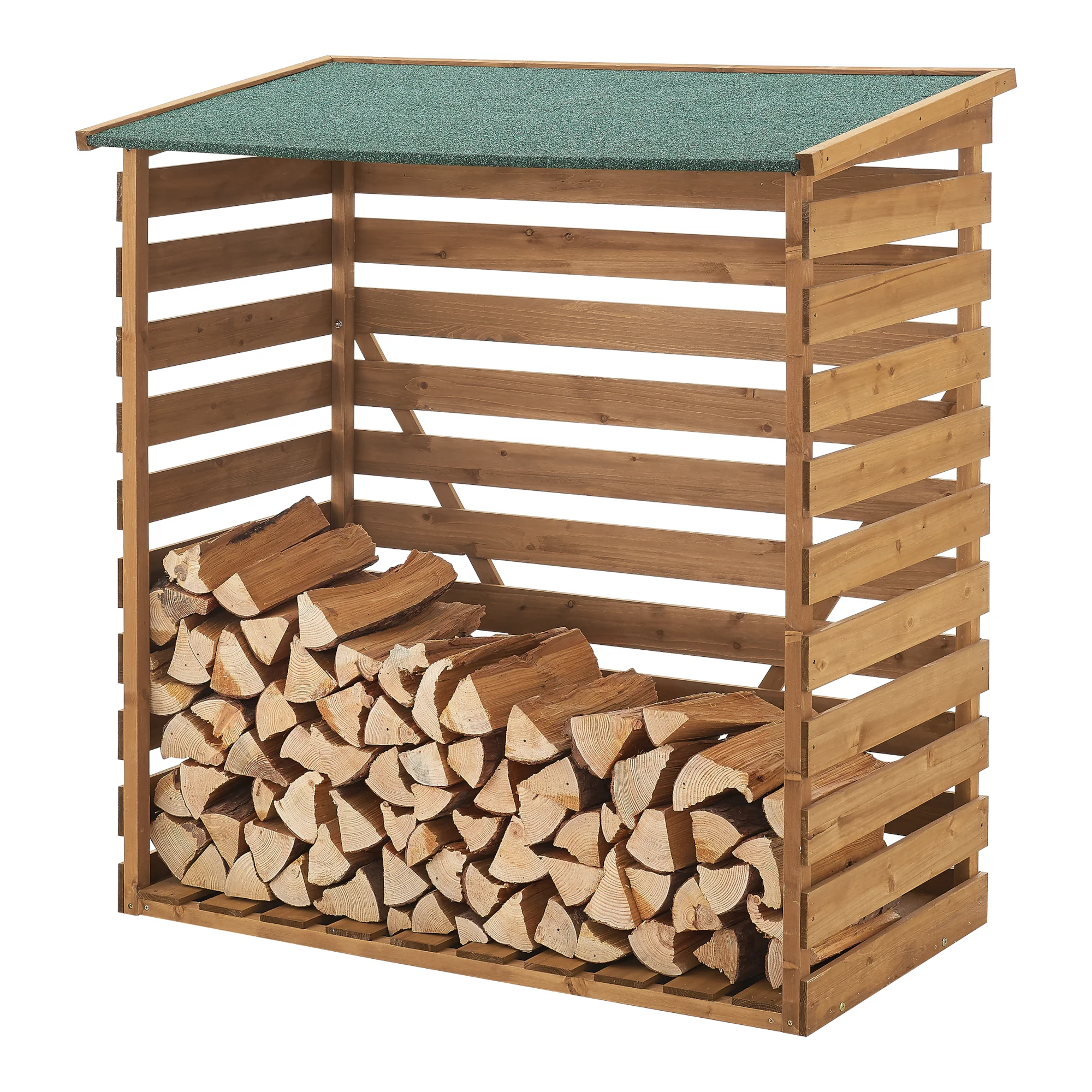 [en.casa] Houten brandhout rek houtopslag 116x64x123 cm