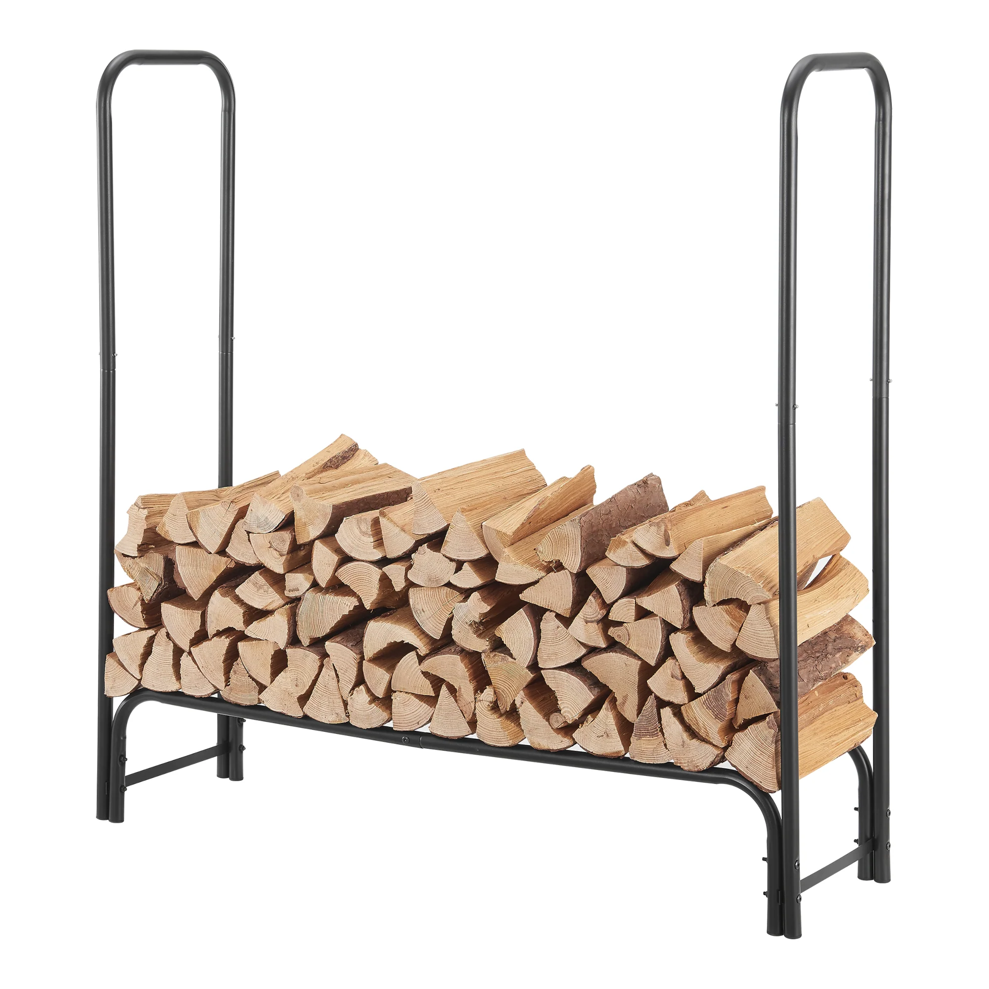 [casa.pro] Metalen brandhout rek houtopslag 124x124x34,5 cm zwart