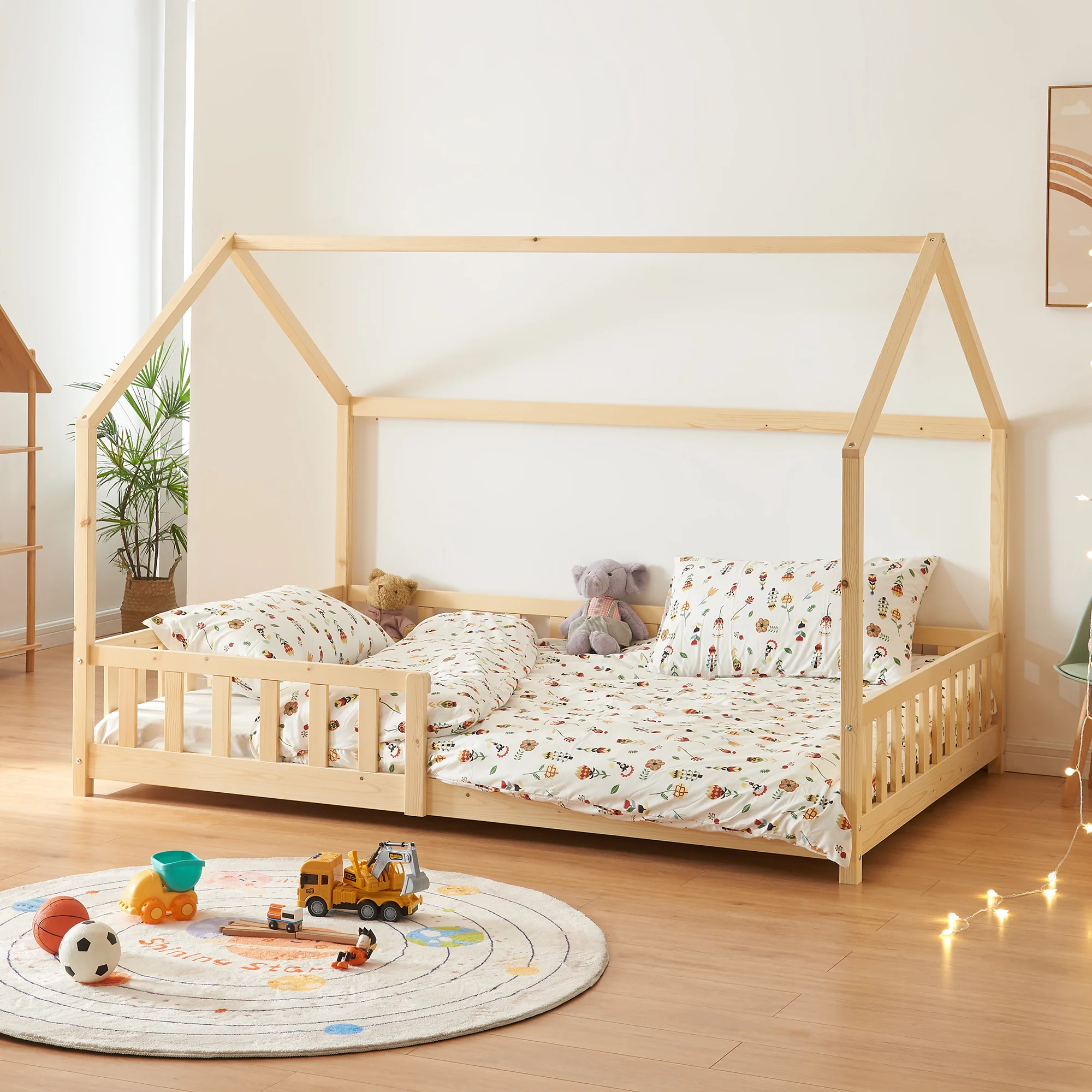 Kinderbed Hesel huisbed met uitvalbeveiliging [en.casa]