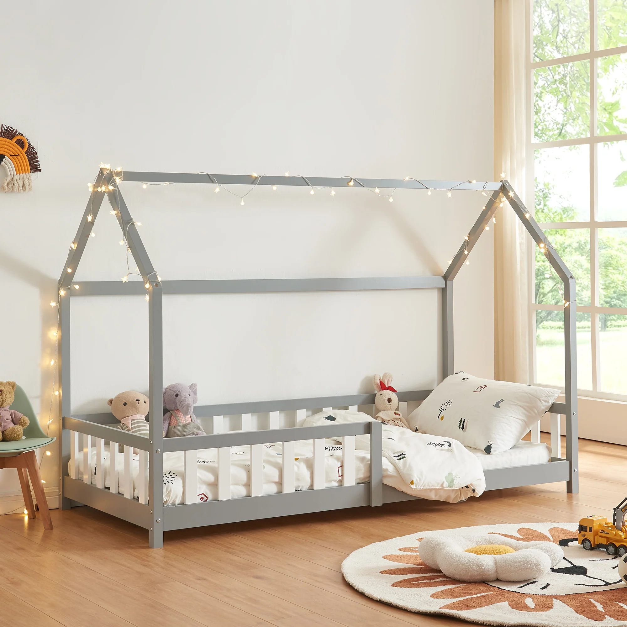 Kinderbed Hesel huisbed met uitvalbeveiliging [en.casa] - Image 3