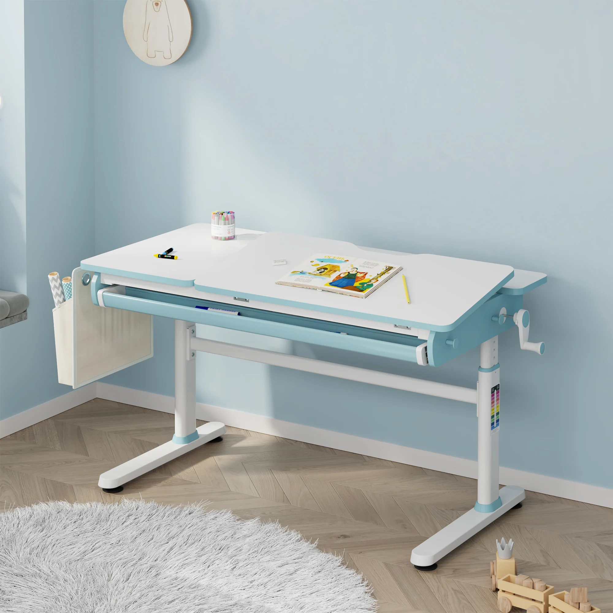 Kinderbureau Kuosa verstelbaar 54-76x120x60 cm [en.casa] - Image 2