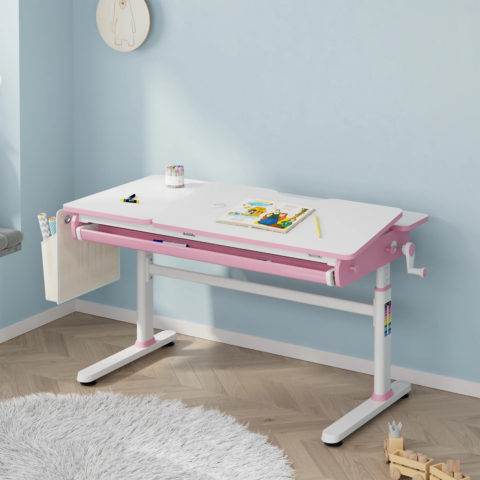 Kinderbureau Kuosa verstelbaar 54-76x120x60 cm [en.casa] - Image 3